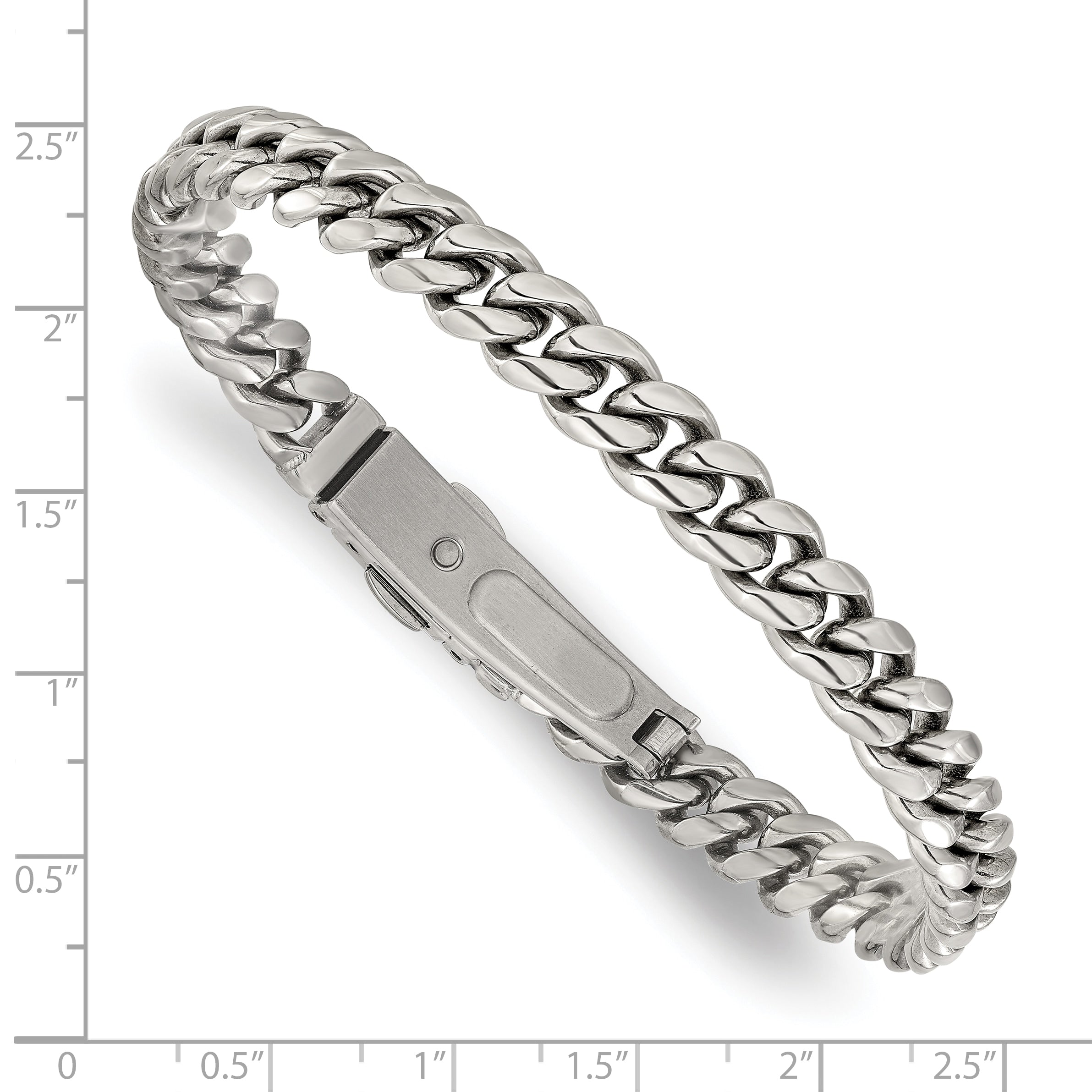 Men's Polished Stainless Steel Curb Chain Bracelet 8mm