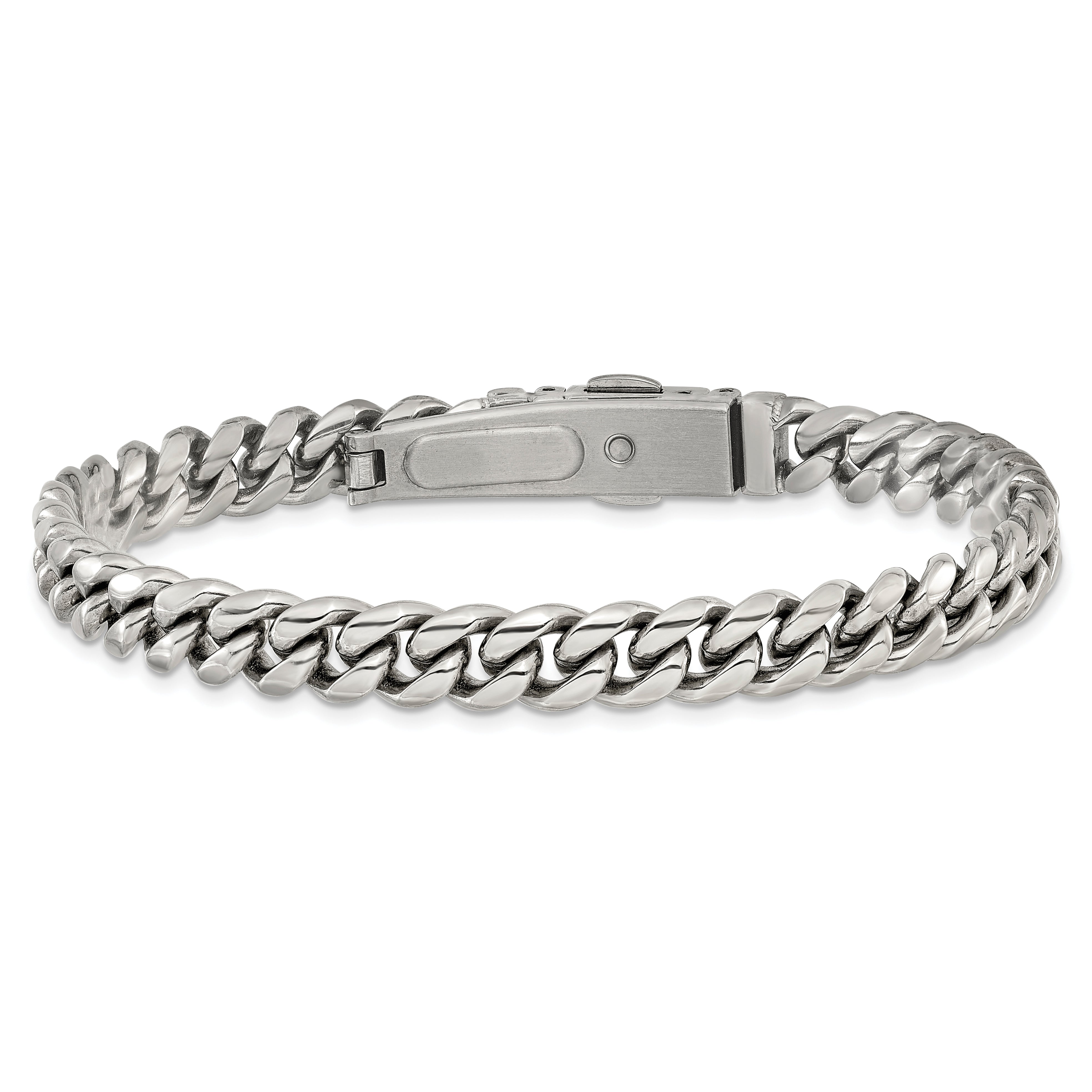 Men's Polished Stainless Steel Curb Chain Bracelet 8mm Main image