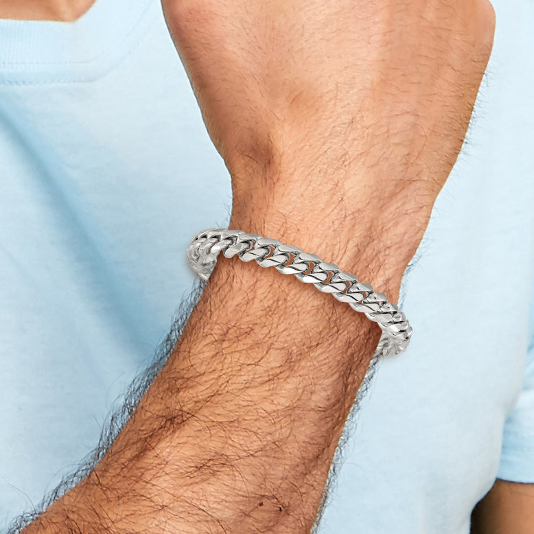 Men's Polished Stainless Steel Curb Chain Bracelet 10mm
