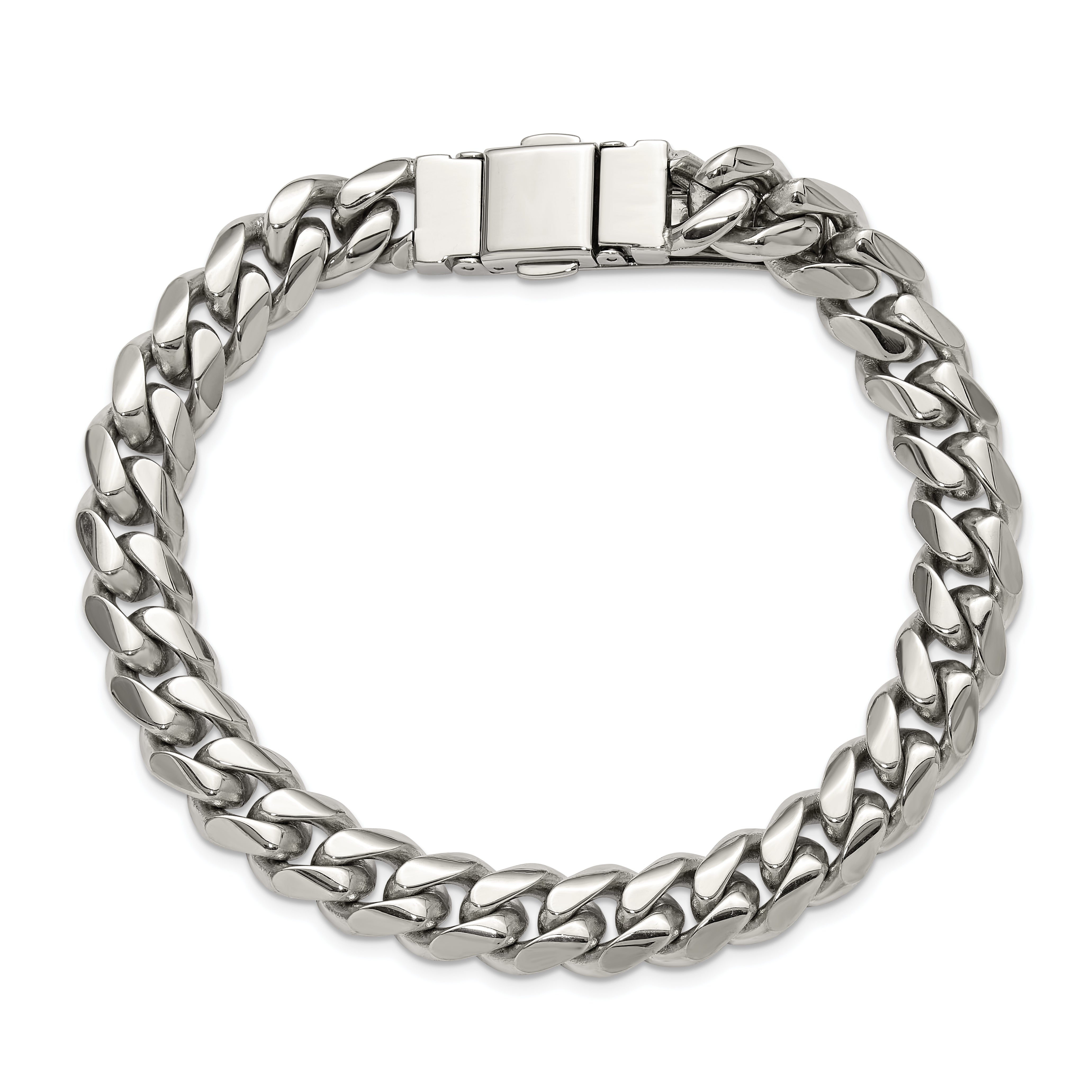 Men's Polished Stainless Steel Curb Chain Bracelet 10mm Secondary image