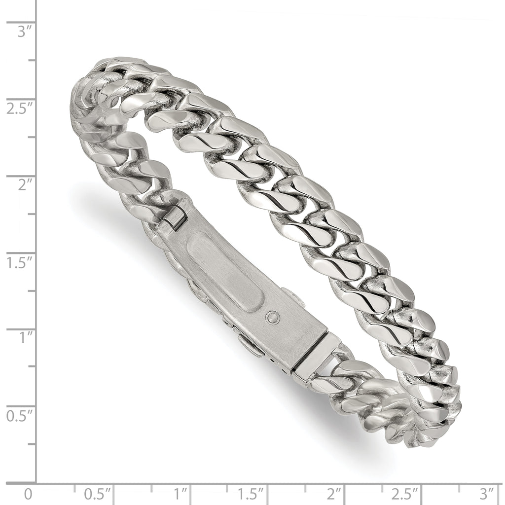 Men's Polished Stainless Steel Curb Chain Bracelet 10mm