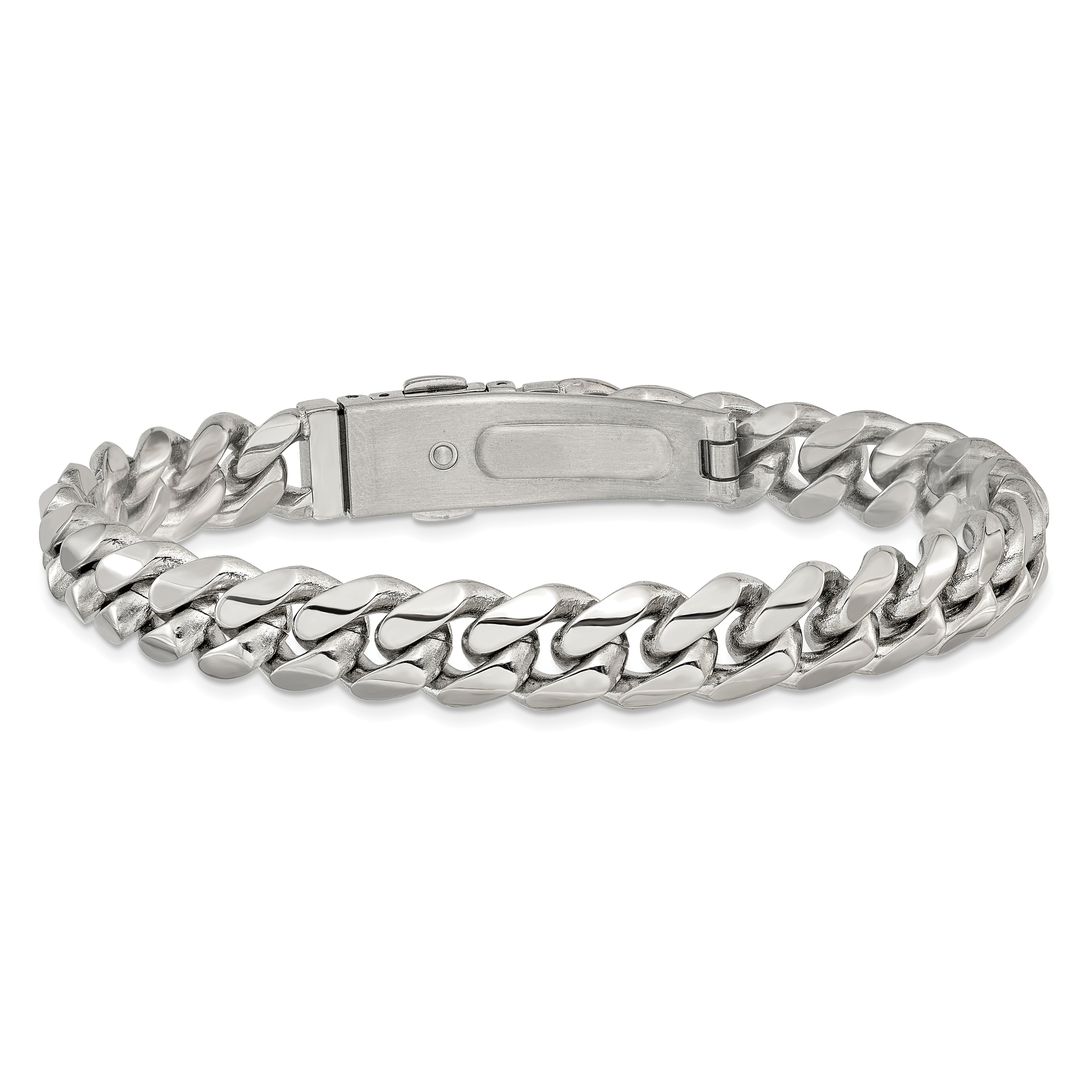 Men's Polished Stainless Steel Curb Chain Bracelet 10mm Main image