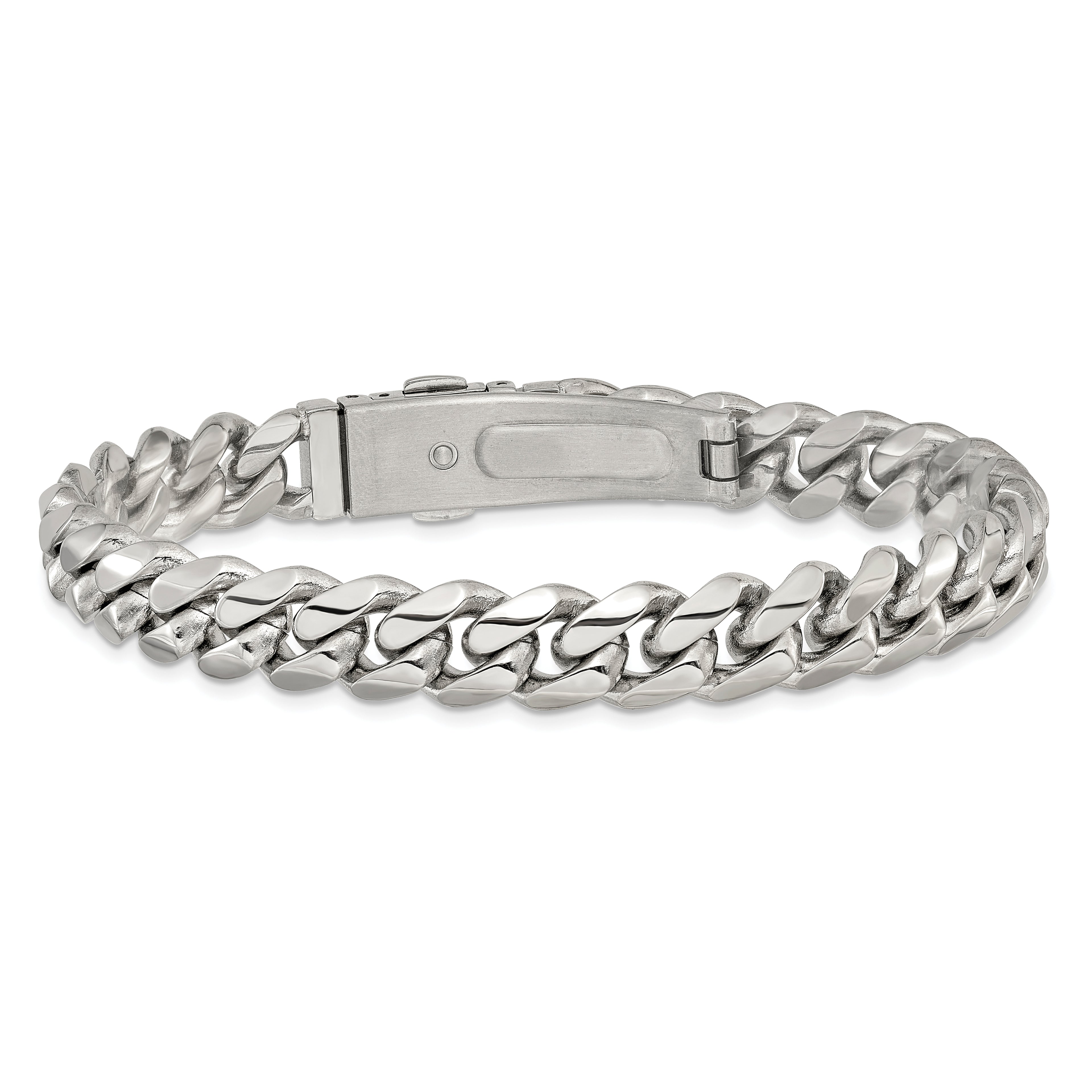 Men's Polished Stainless Steel Curb Chain Bracelet 10mm