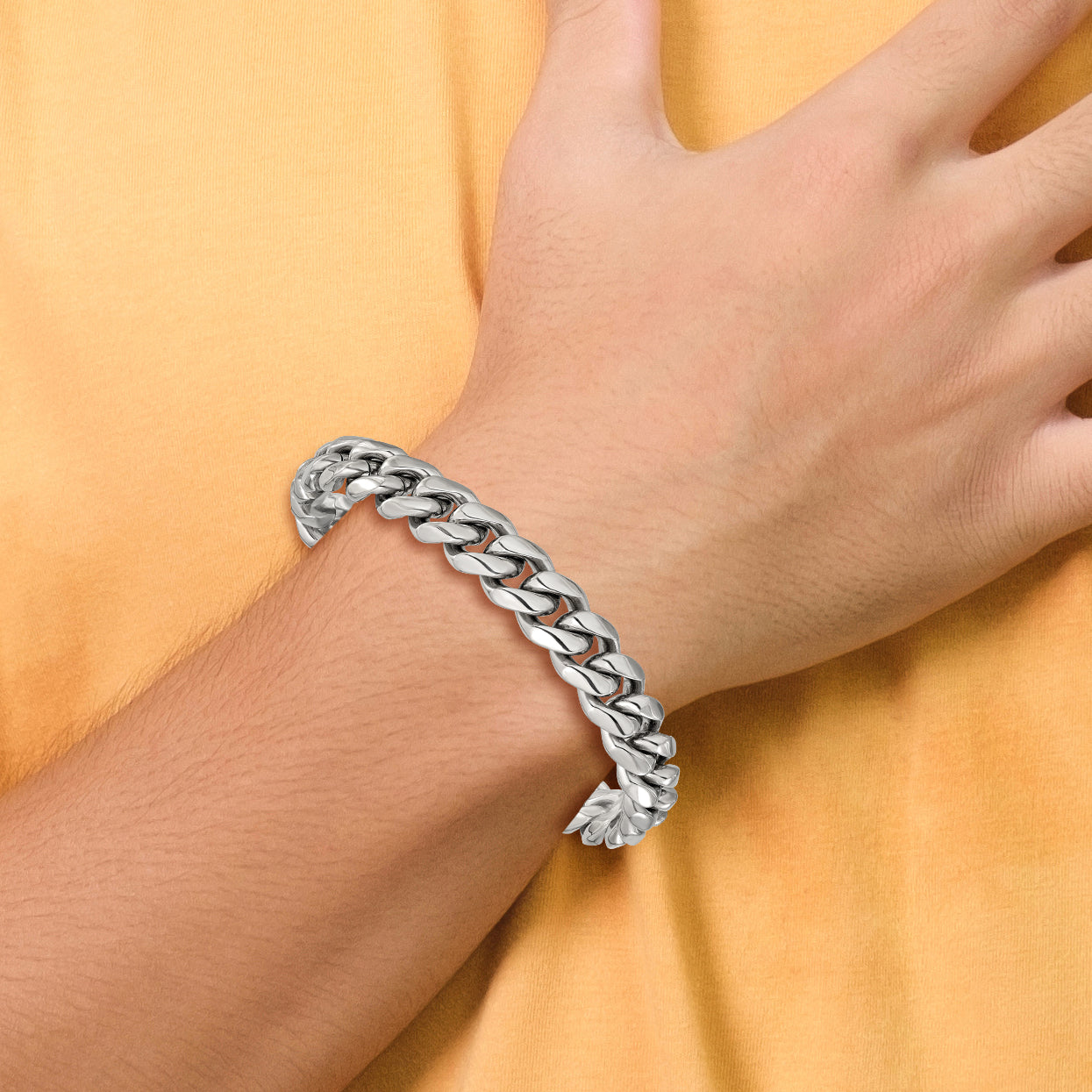 Men's Polished Stainless Steel Curb Chain Bracelet 12mm Secondary image