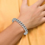 Men's Polished Stainless Steel Curb Chain Bracelet 12mm