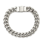 Men's Polished Stainless Steel Curb Chain Bracelet 12mm