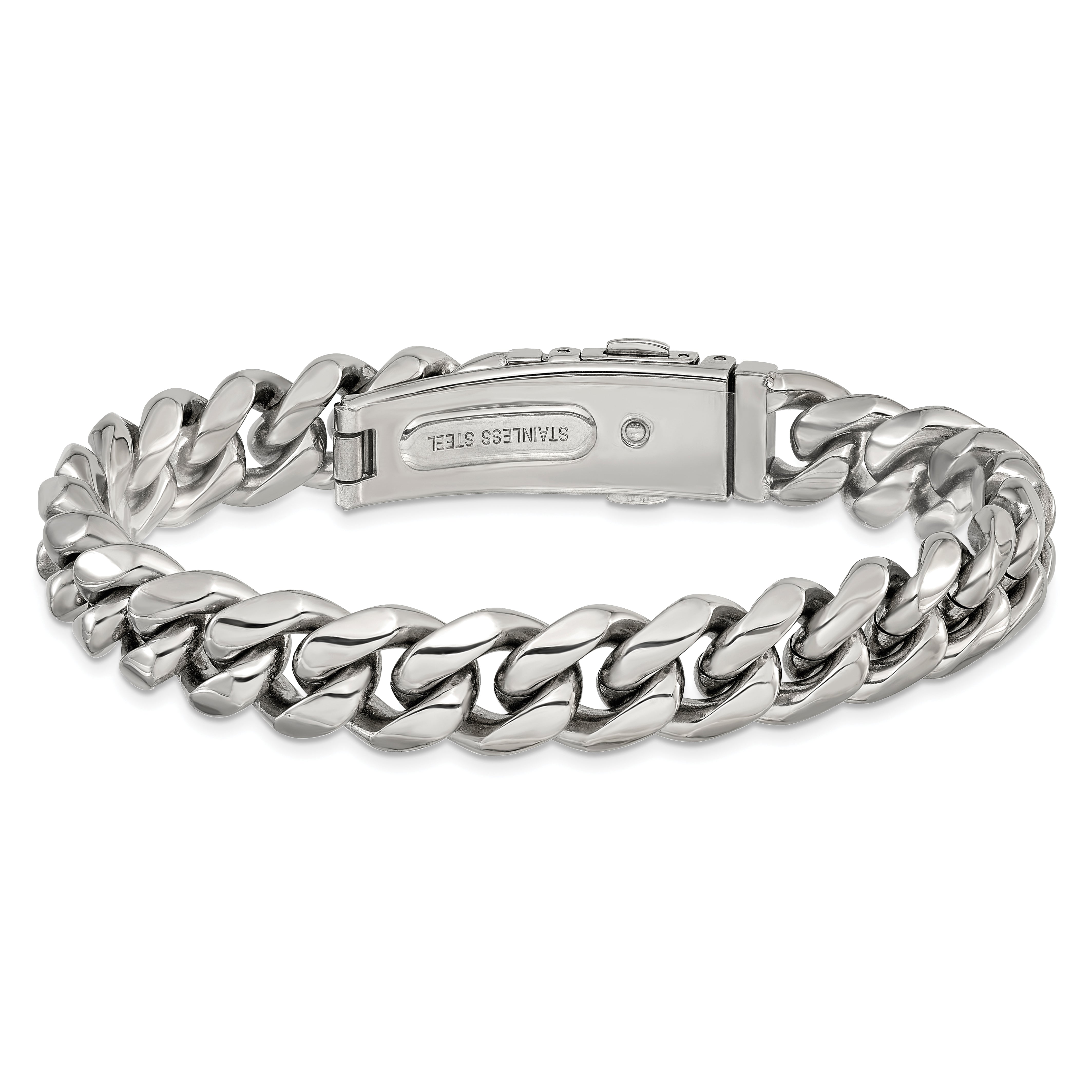 Men's Polished Stainless Steel Curb Chain Bracelet 12mm Main image