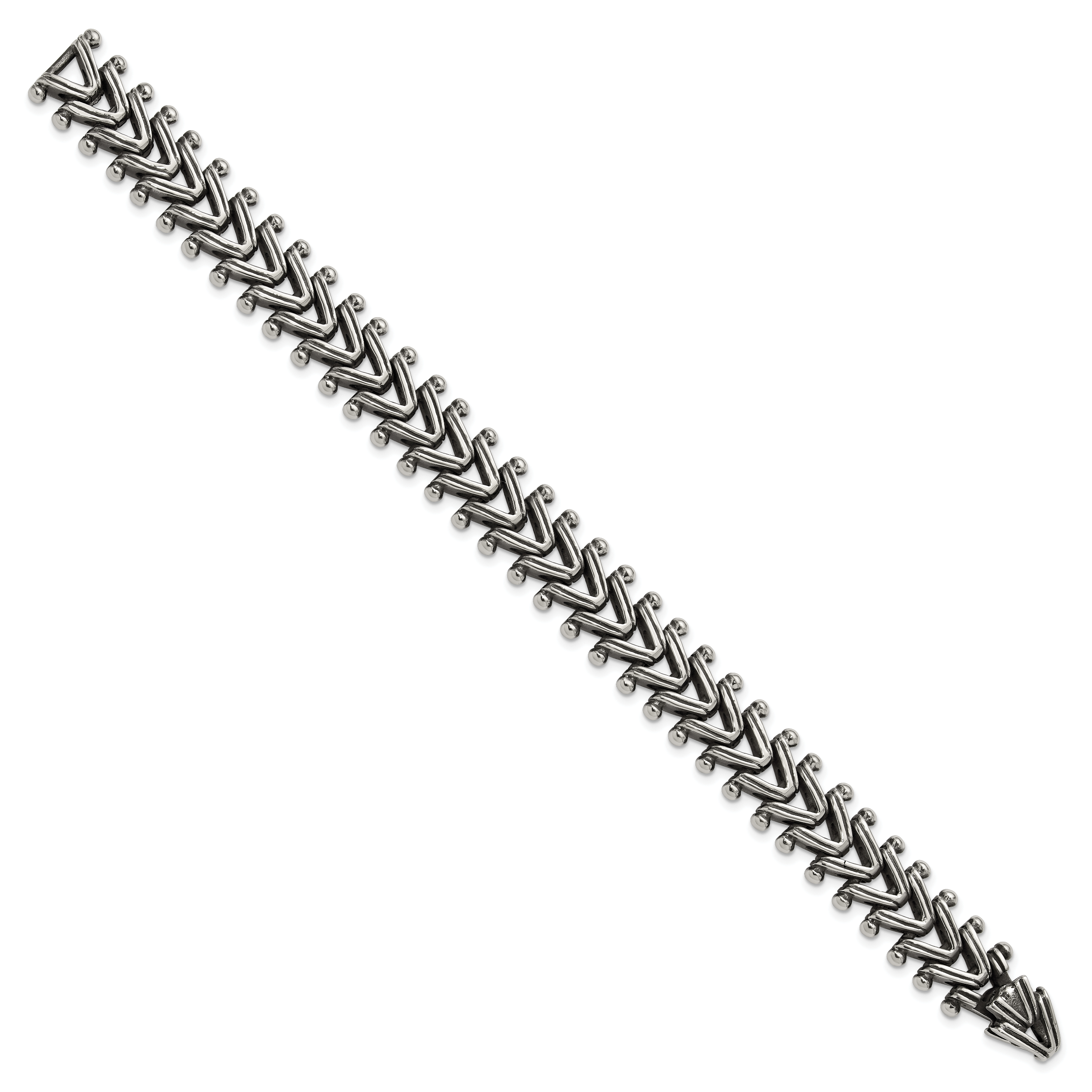 Men's Antiqued Franco Stainless Steel Chain Bracelet 15mm