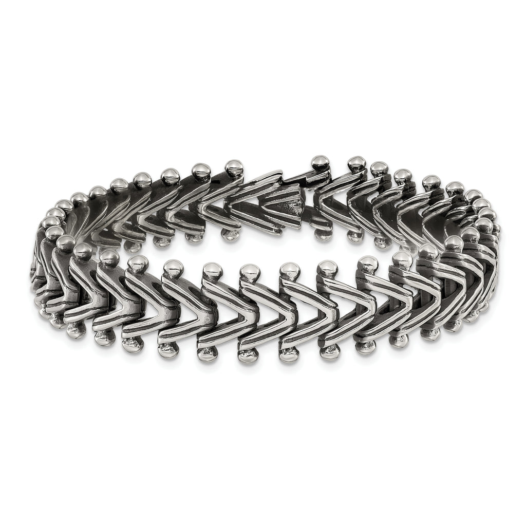 Men's Antiqued Franco Stainless Steel Chain Bracelet 15mm