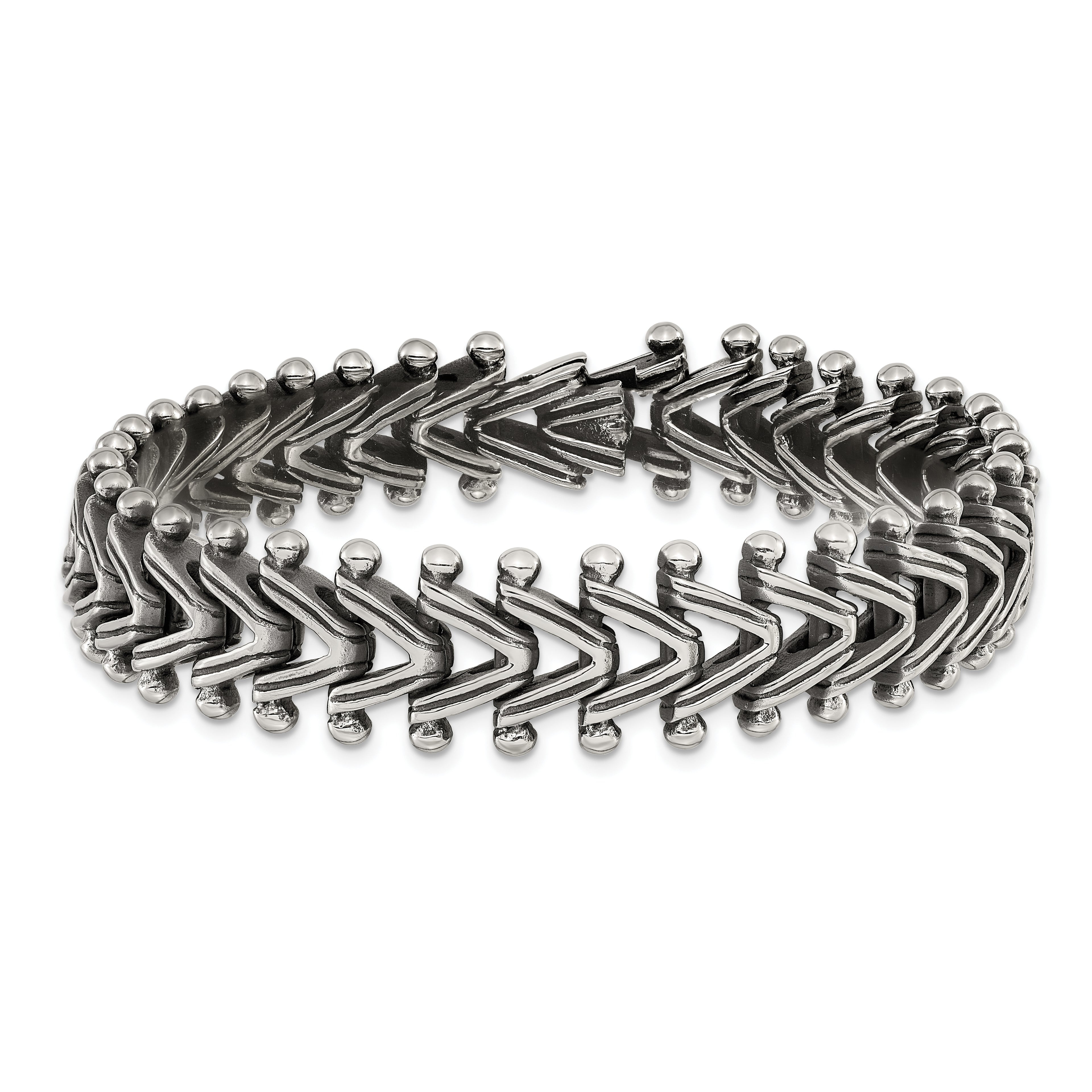 Men's Antiqued Franco Stainless Steel Chain Bracelet 15mm