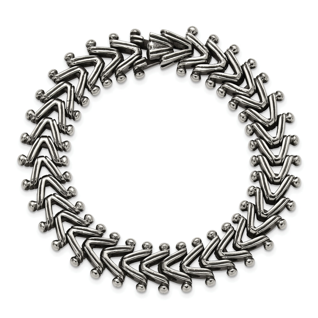 Men's Antiqued Franco Stainless Steel Chain Bracelet 15mm