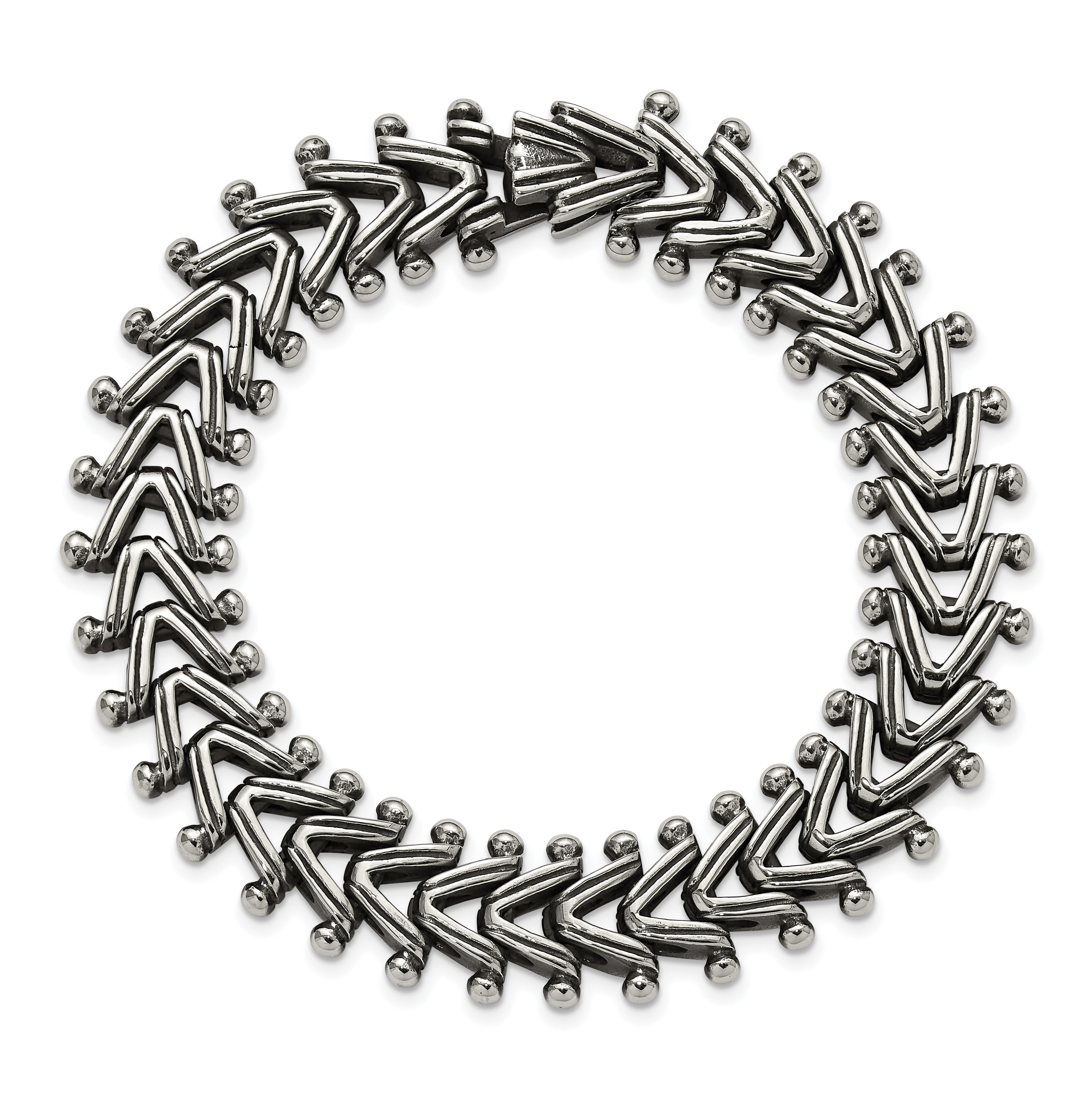 Men's Antiqued Franco Stainless Steel Chain Bracelet 15mm