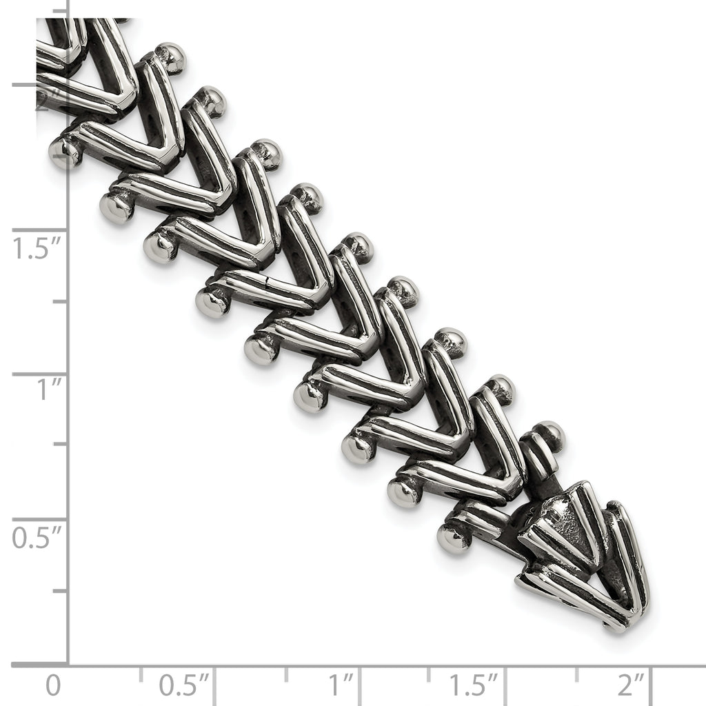 Men's Antiqued Franco Stainless Steel Chain Bracelet 15mm