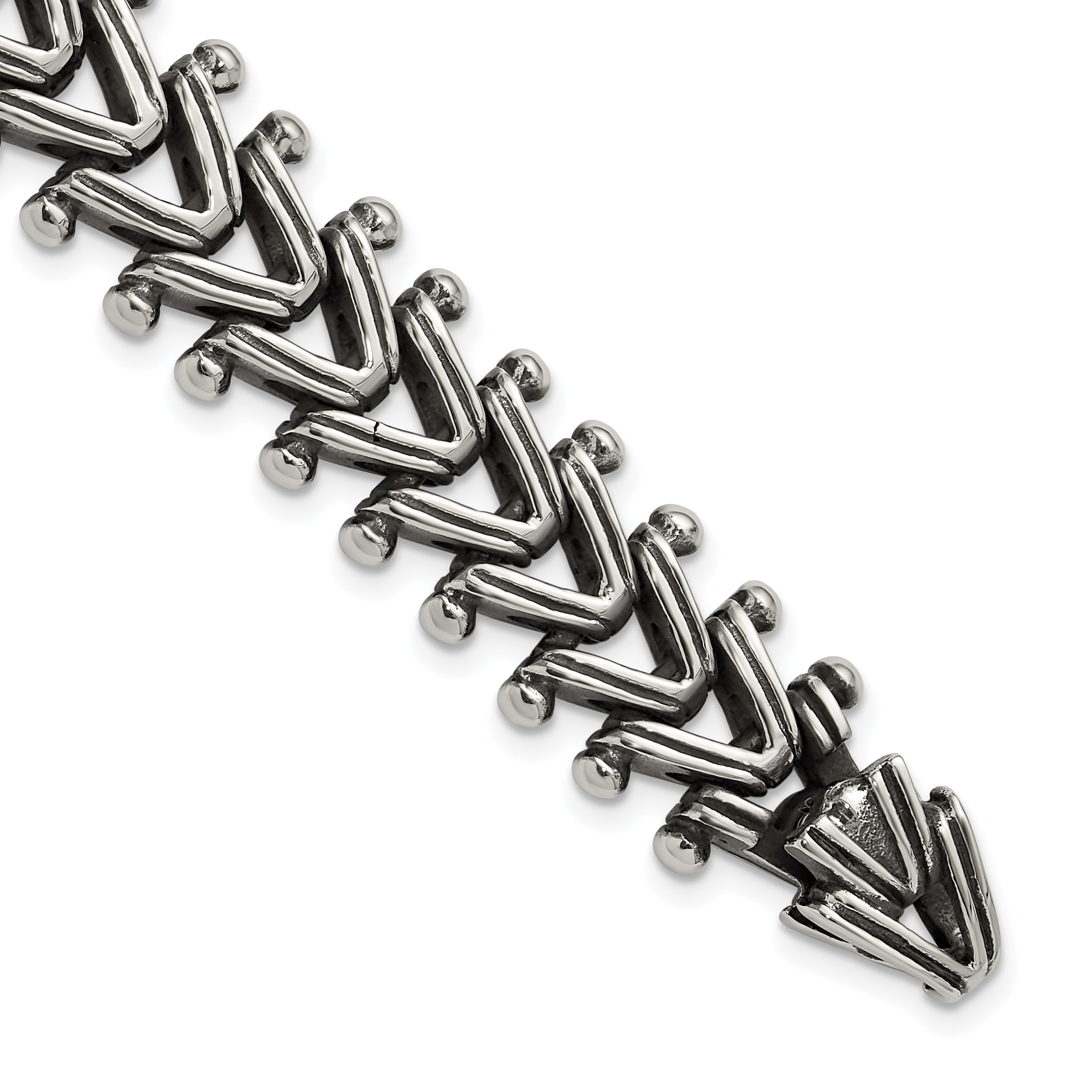 Men's Antiqued Franco Stainless Steel Chain Bracelet 15mm