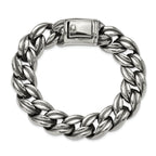 Men's Antiqued Stainless Steel Curb Chain Bracelet 16mm