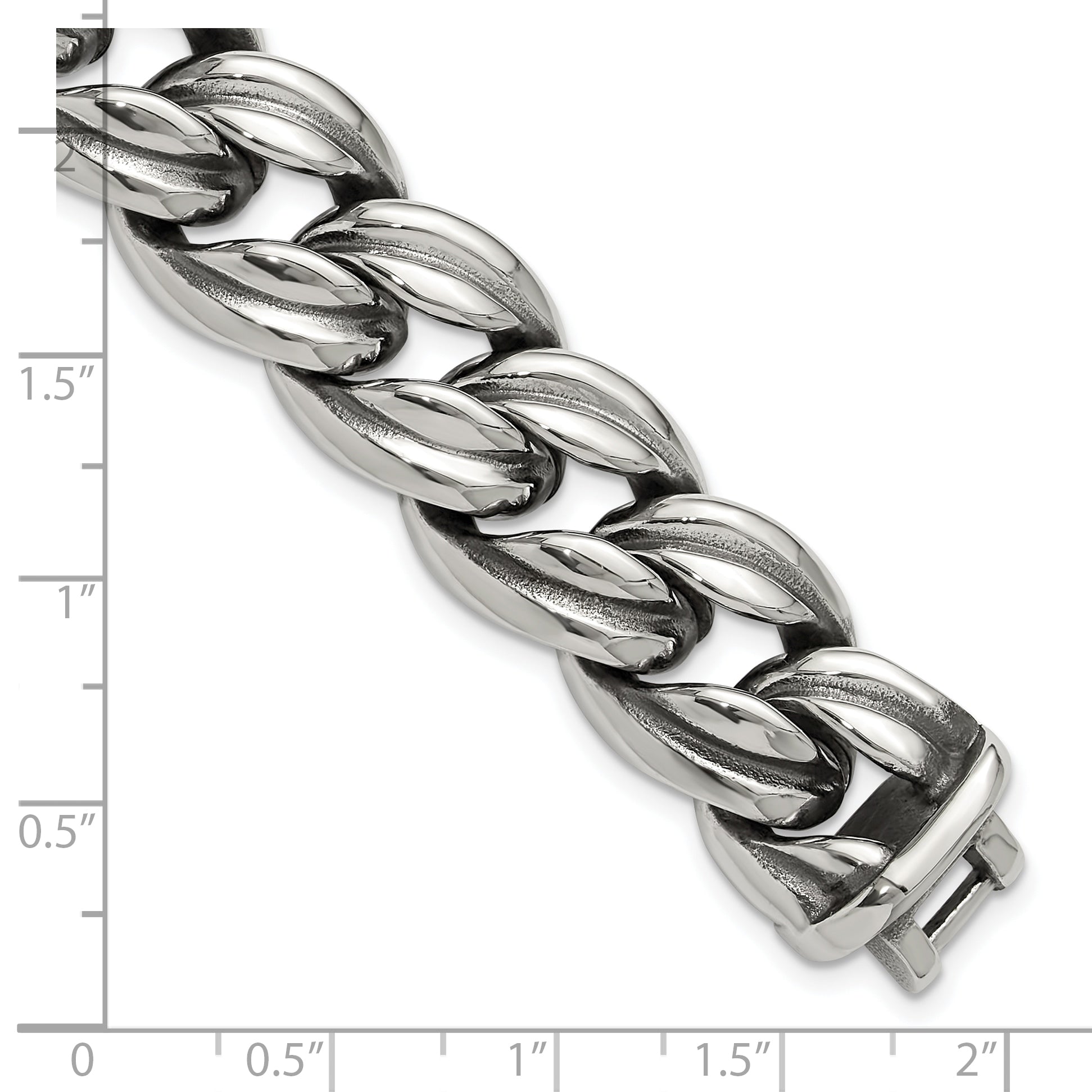 Men's Antiqued Stainless Steel Curb Chain Bracelet 16mm