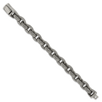 Men's Antiqued Grooved Stainless Steel Link Bracelet 13mm