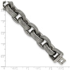 Men's Antiqued Grooved Stainless Steel Link Bracelet 13mm