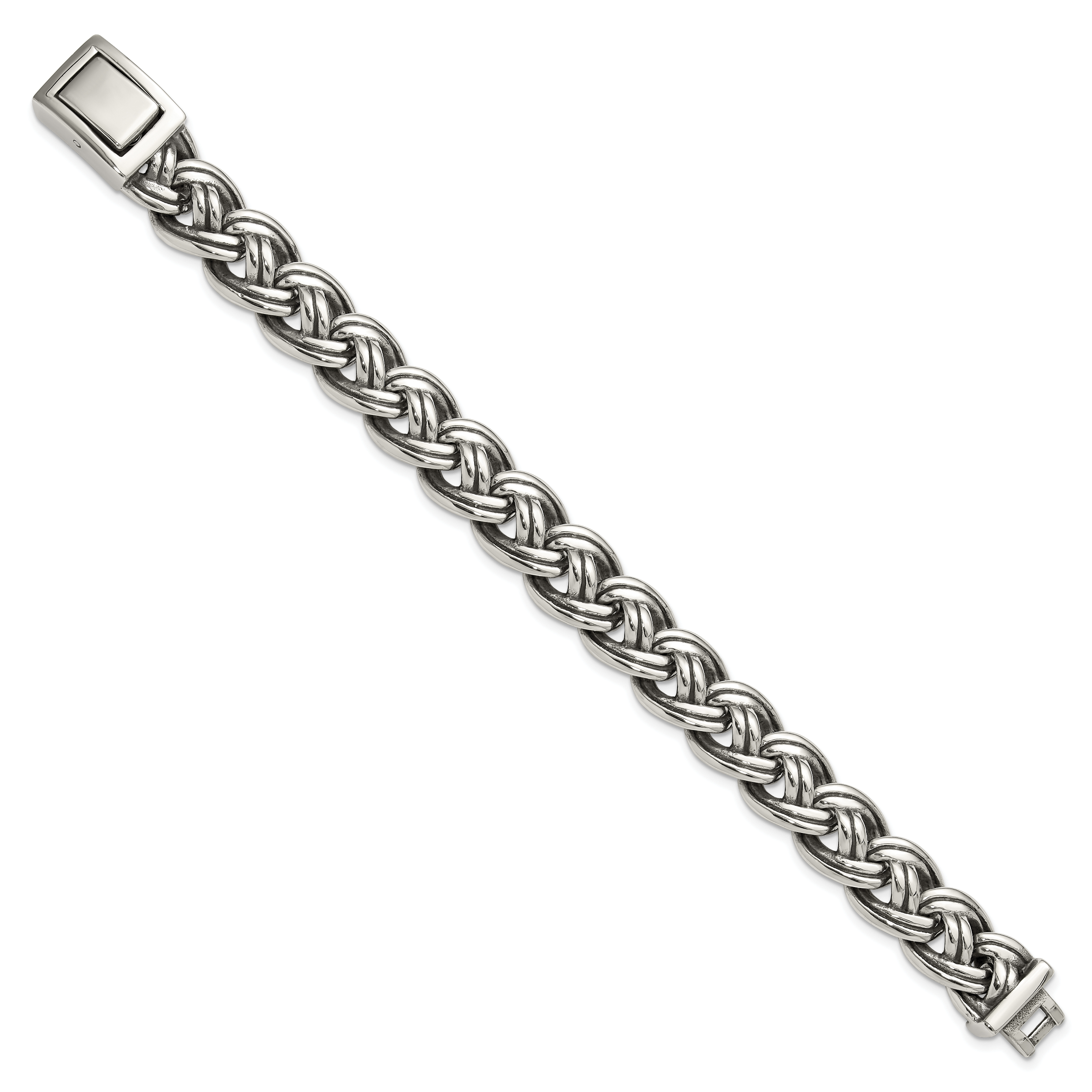 Men's Antiqued Stainless Steel Curb Chain Bracelet 15mm Secondary image