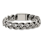 Men's Antiqued Stainless Steel Curb Chain Bracelet 15mm