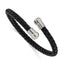 Polished Leather Stainless Steel Bangle Bracelet 6.3mm