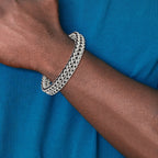 Men's Polished Stainless Steel Franco Chain Bracelet 11mm