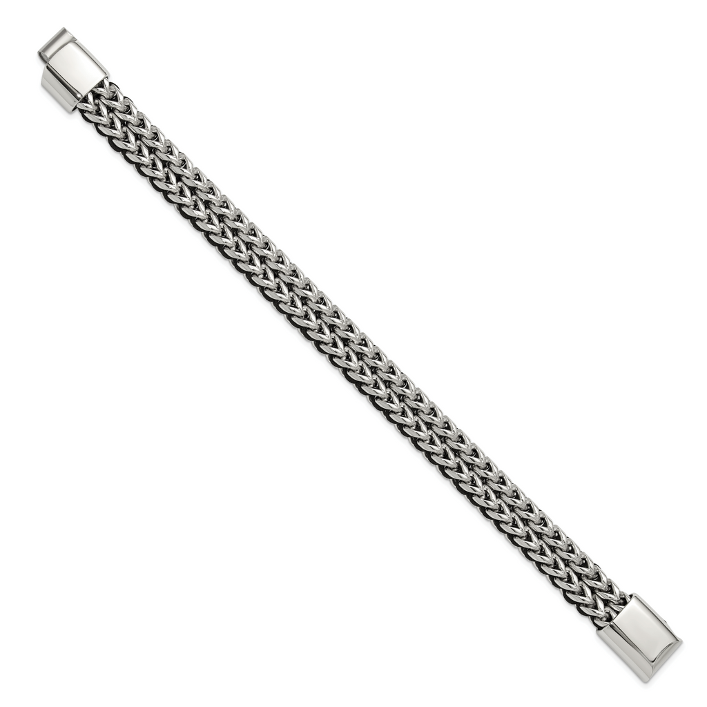 Men's Polished Stainless Steel Franco Chain Bracelet 11mm