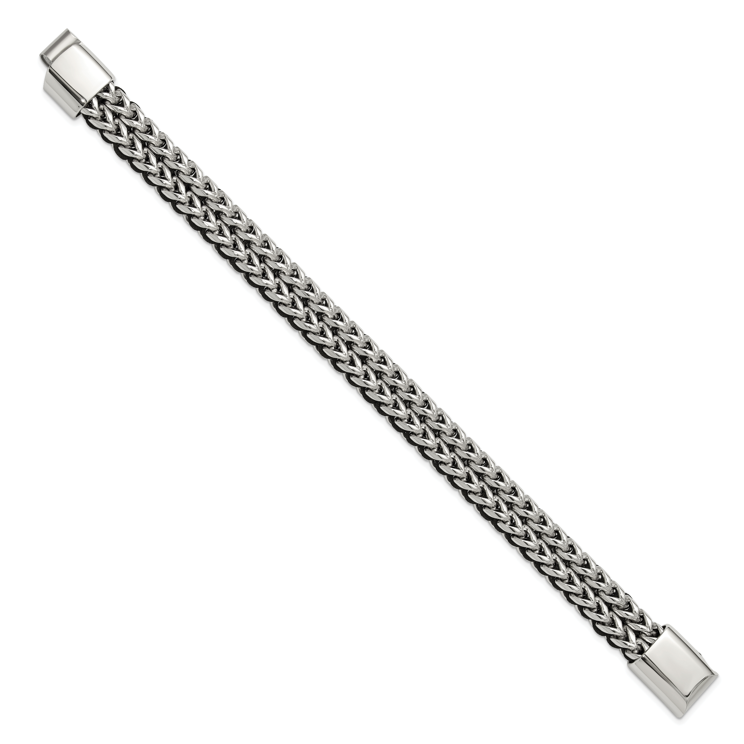 Men's Polished Stainless Steel Franco Chain Bracelet 11mm