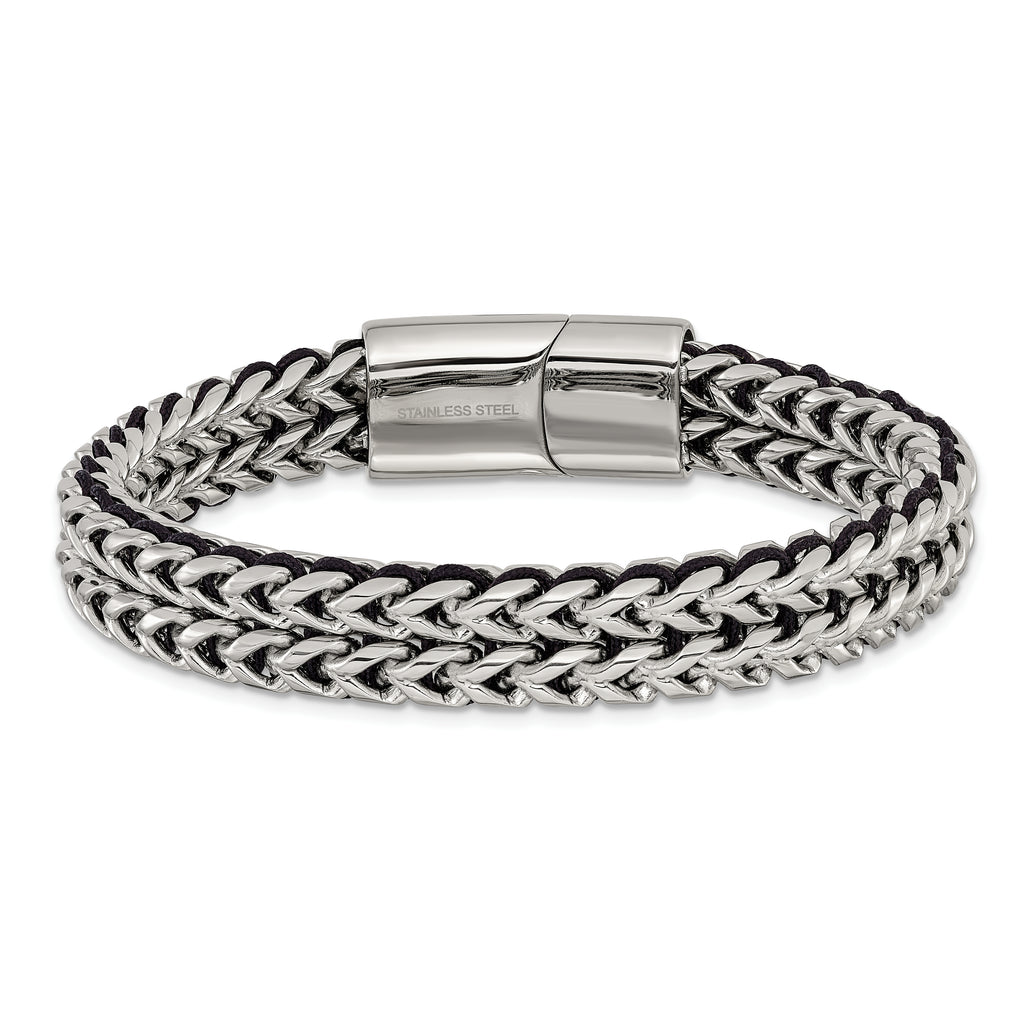 Men's Polished Stainless Steel Franco Chain Bracelet 11mm