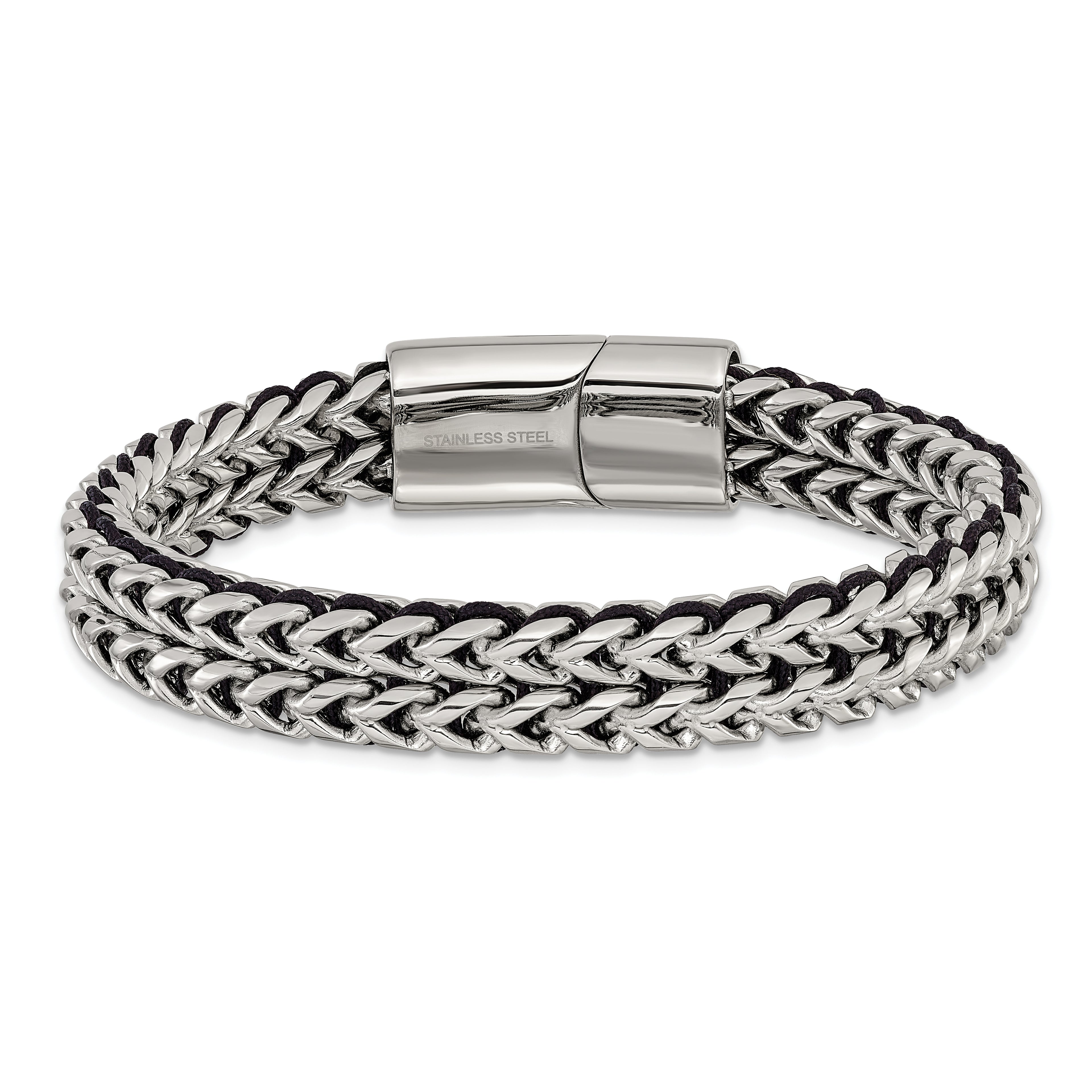 Men's Polished Stainless Steel Franco Chain Bracelet 11mm