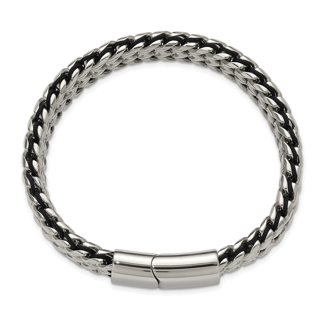 Men's Polished Stainless Steel Franco Chain Bracelet 11mm