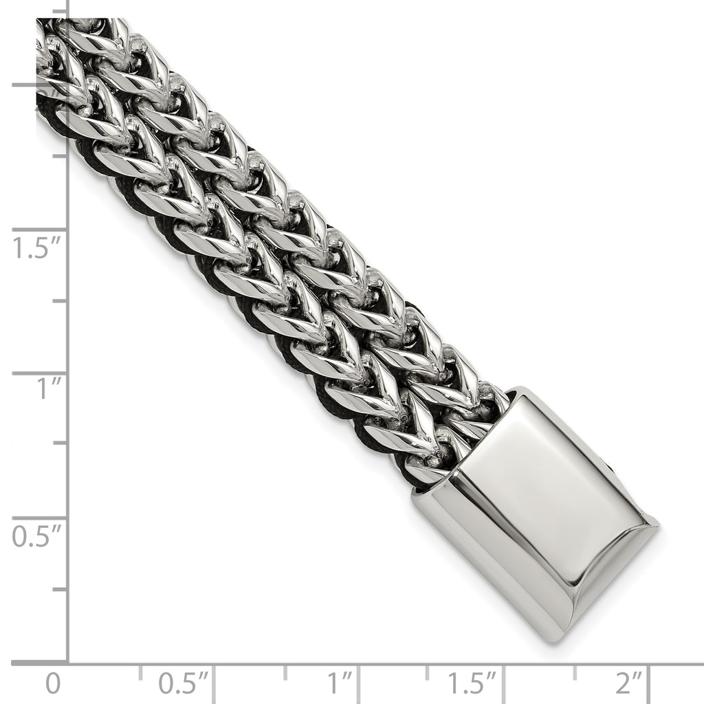 Men's Polished Stainless Steel Franco Chain Bracelet 11mm