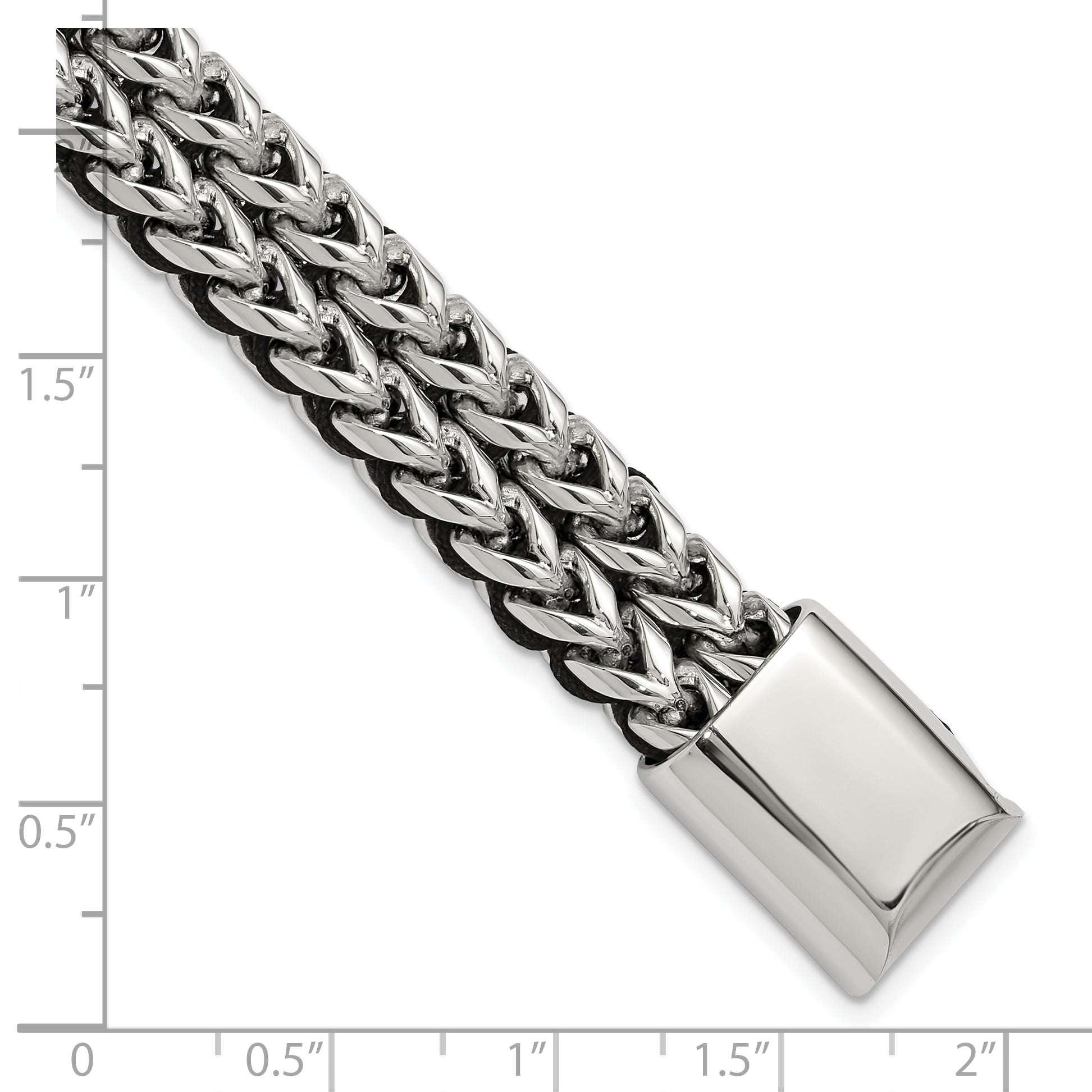 Men's Polished Stainless Steel Franco Chain Bracelet 11mm