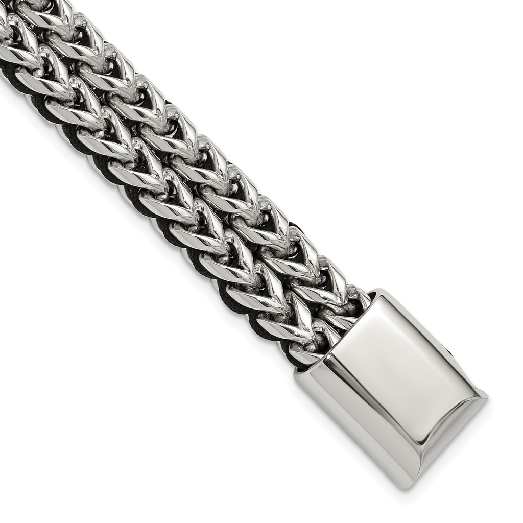 Men's Polished Stainless Steel Franco Chain Bracelet 11mm