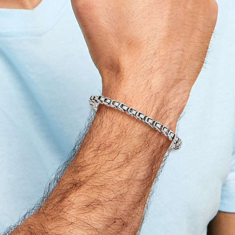 Men's Polished Stainless Steel Link Bracelet 10.5mm