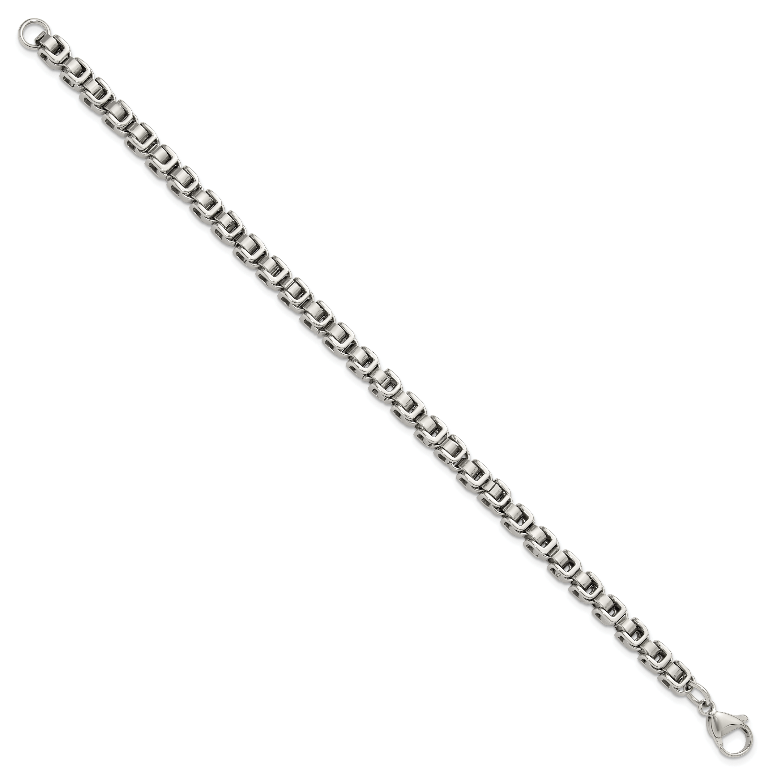 Men's Polished Stainless Steel Link Bracelet 10.5mm