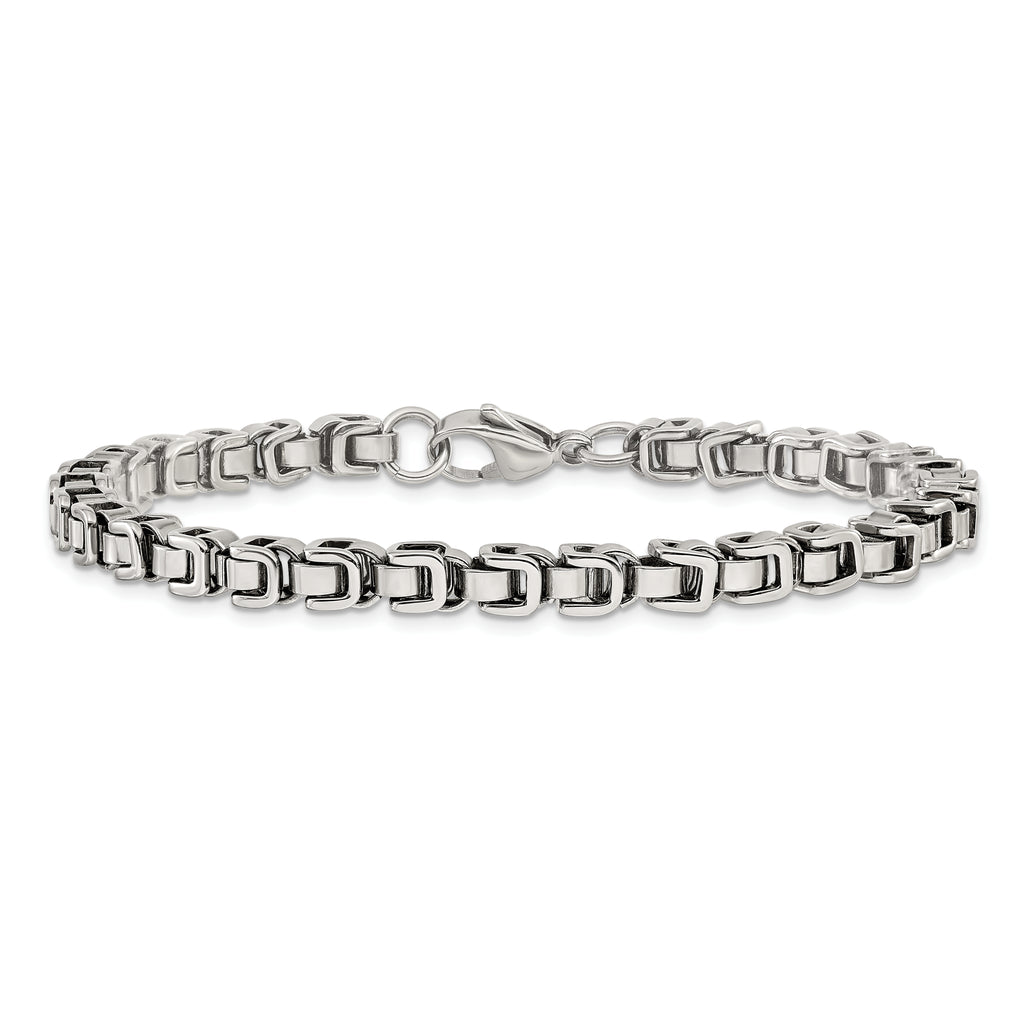 Men's Polished Stainless Steel Link Bracelet 10.5mm