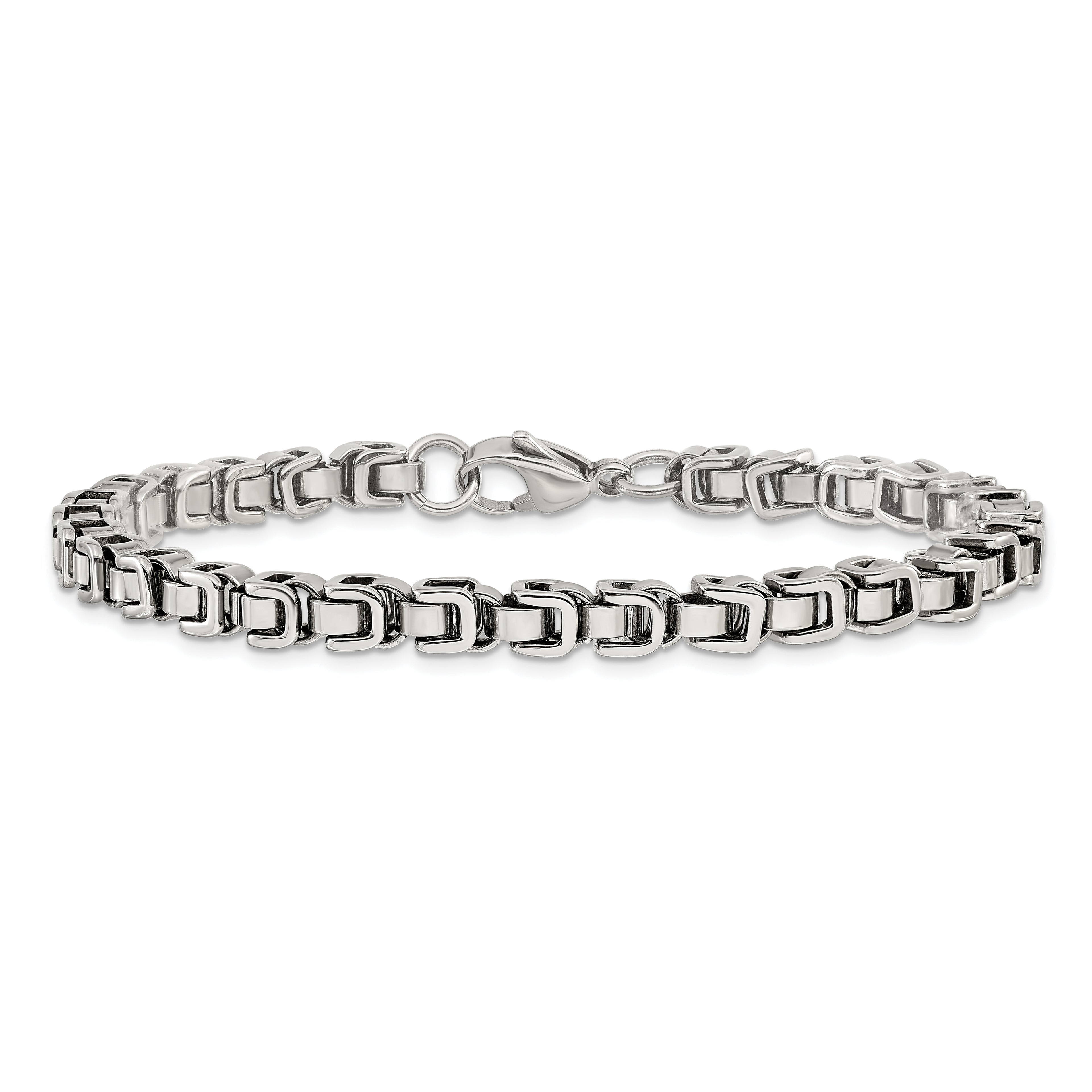 Men's Polished Stainless Steel Link Bracelet 10.5mm