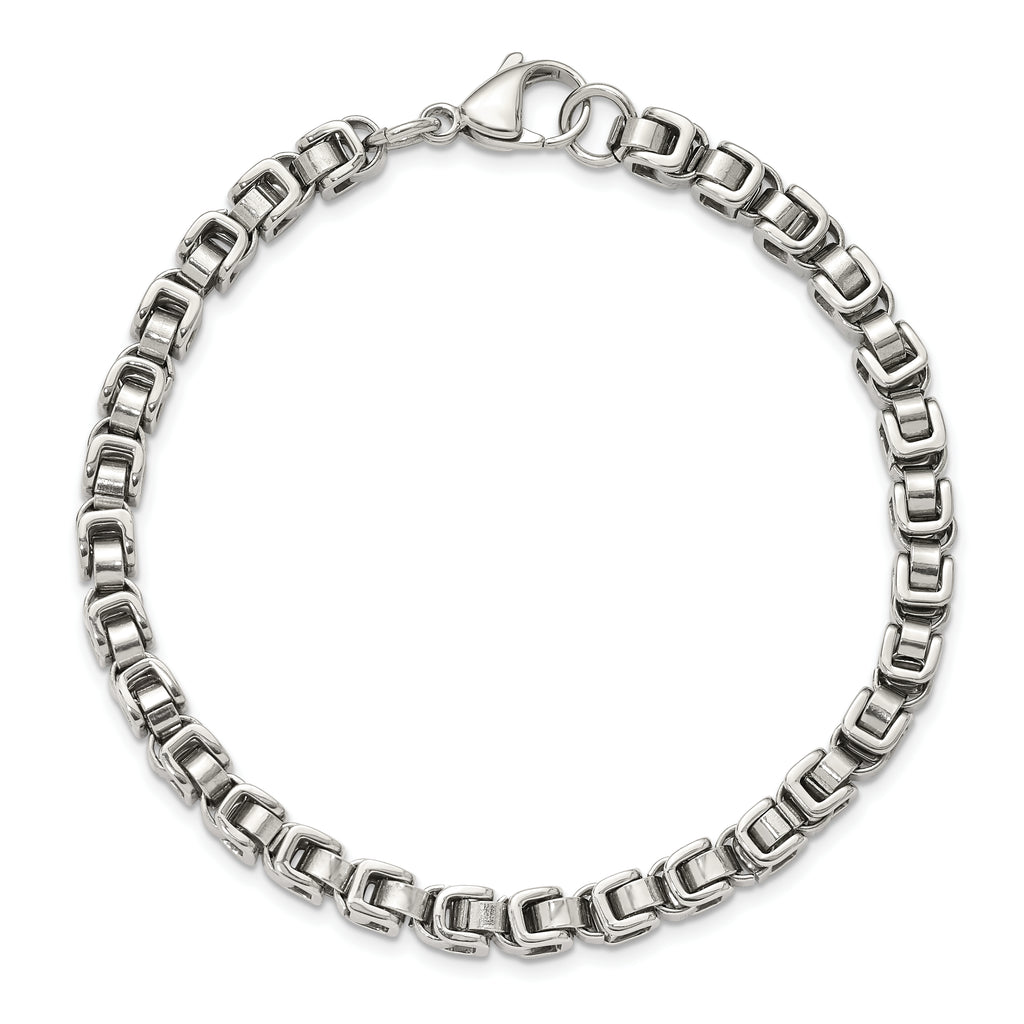 Men's Polished Stainless Steel Link Bracelet 10.5mm