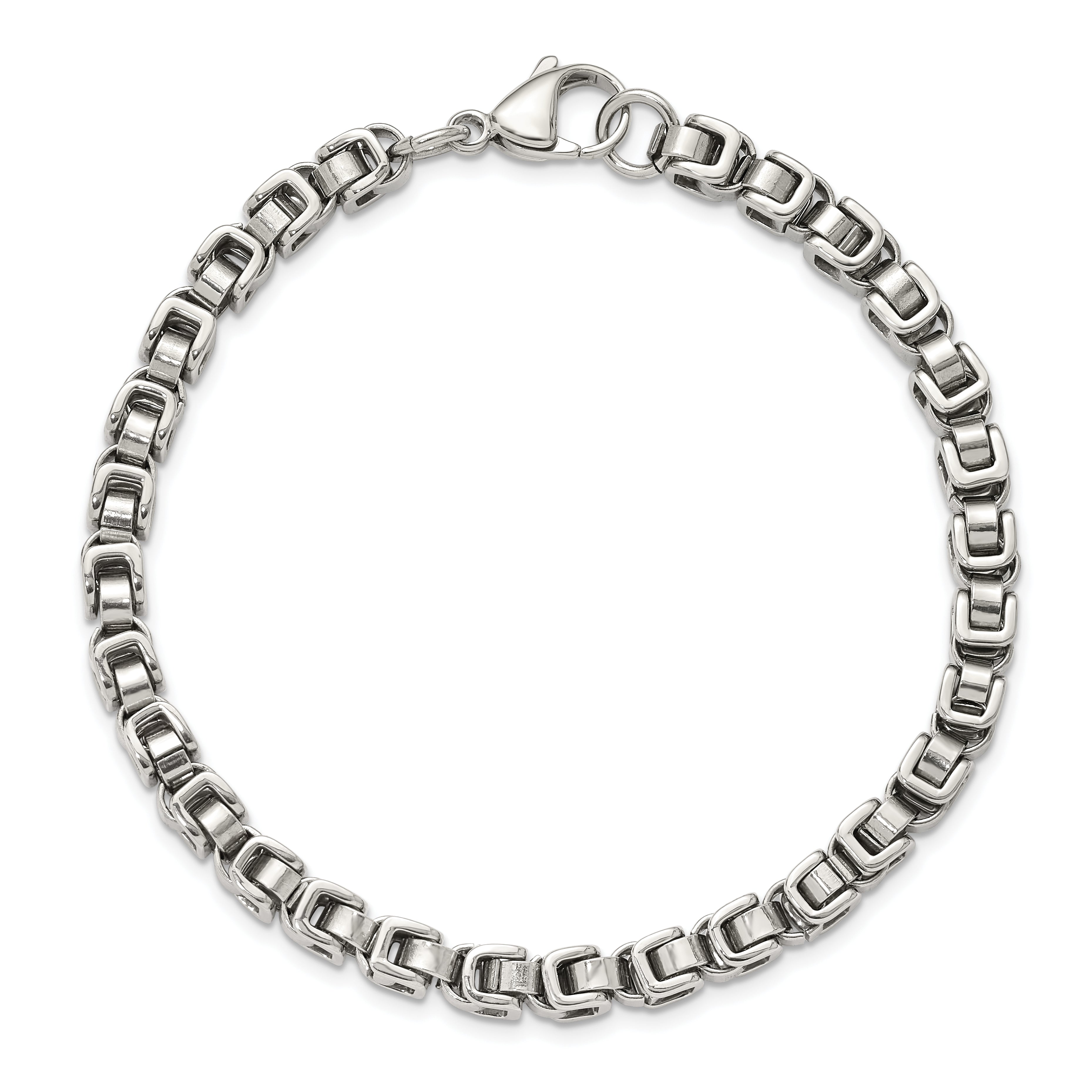 Men's Polished Stainless Steel Link Bracelet 10.5mm
