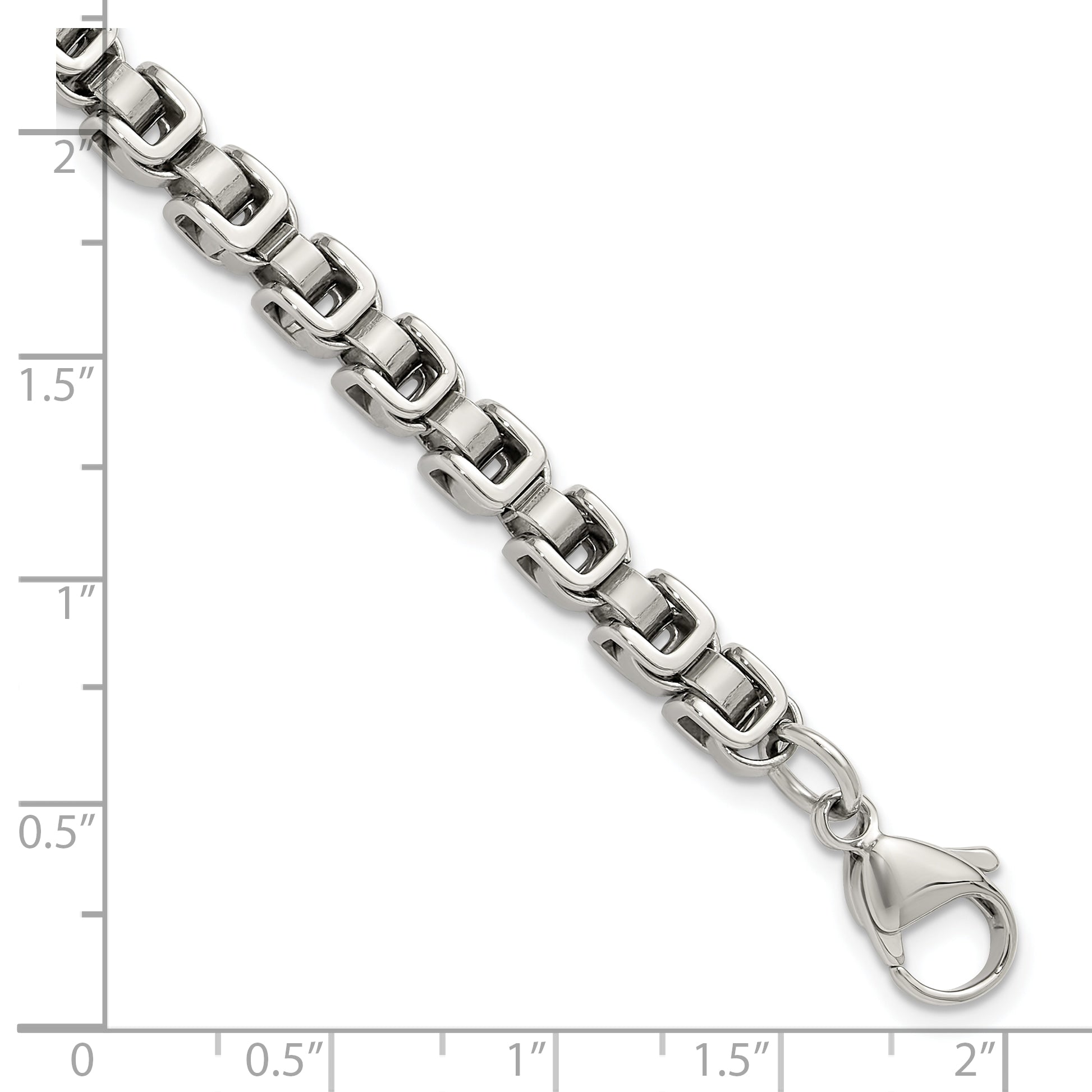 Men's Polished Stainless Steel Link Bracelet 10.5mm
