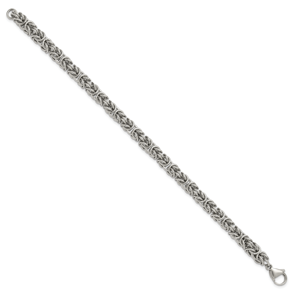 Men's Polished Byzantine Stainless Steel Link Bracelet 6mm