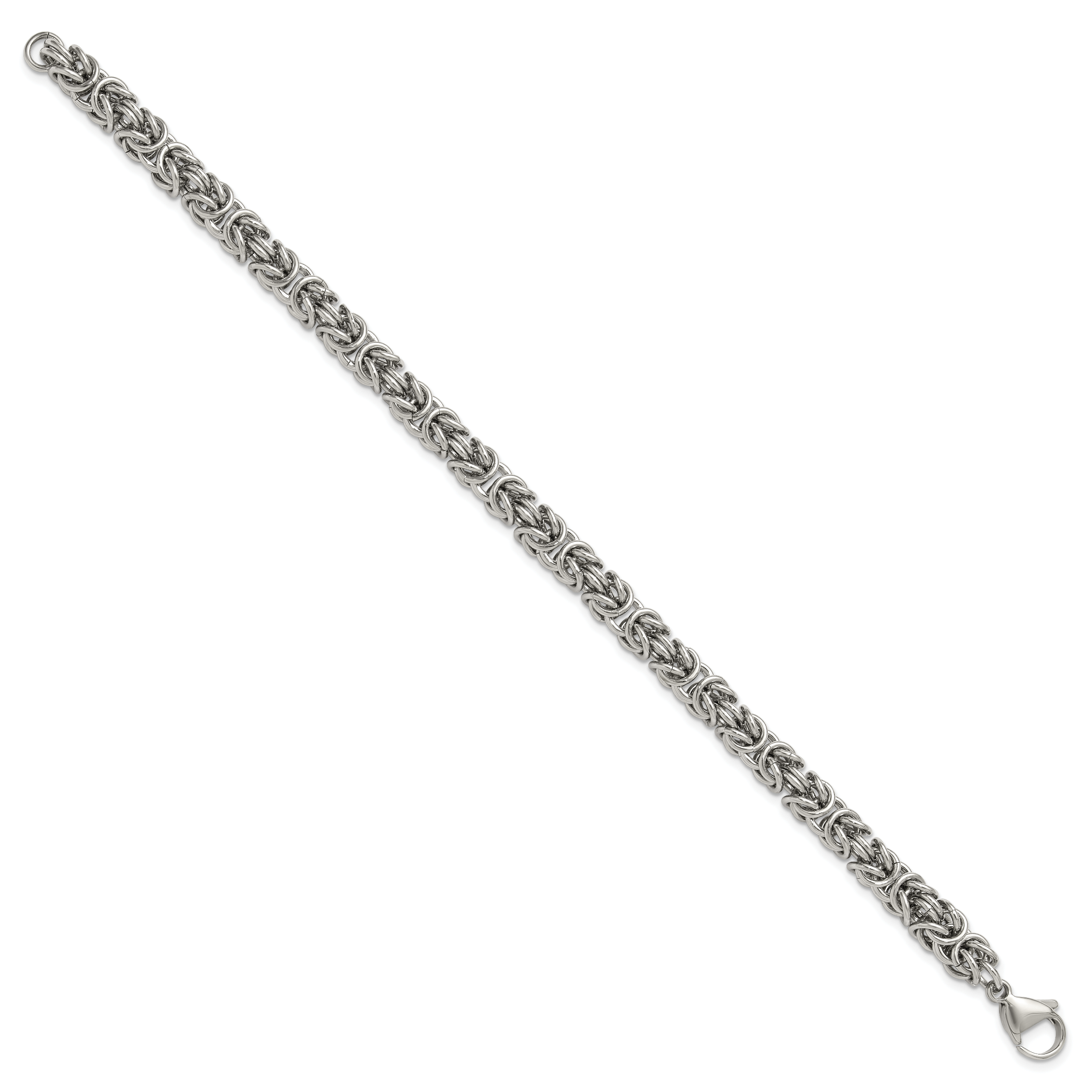 Men's Polished Byzantine Stainless Steel Link Bracelet 6mm
