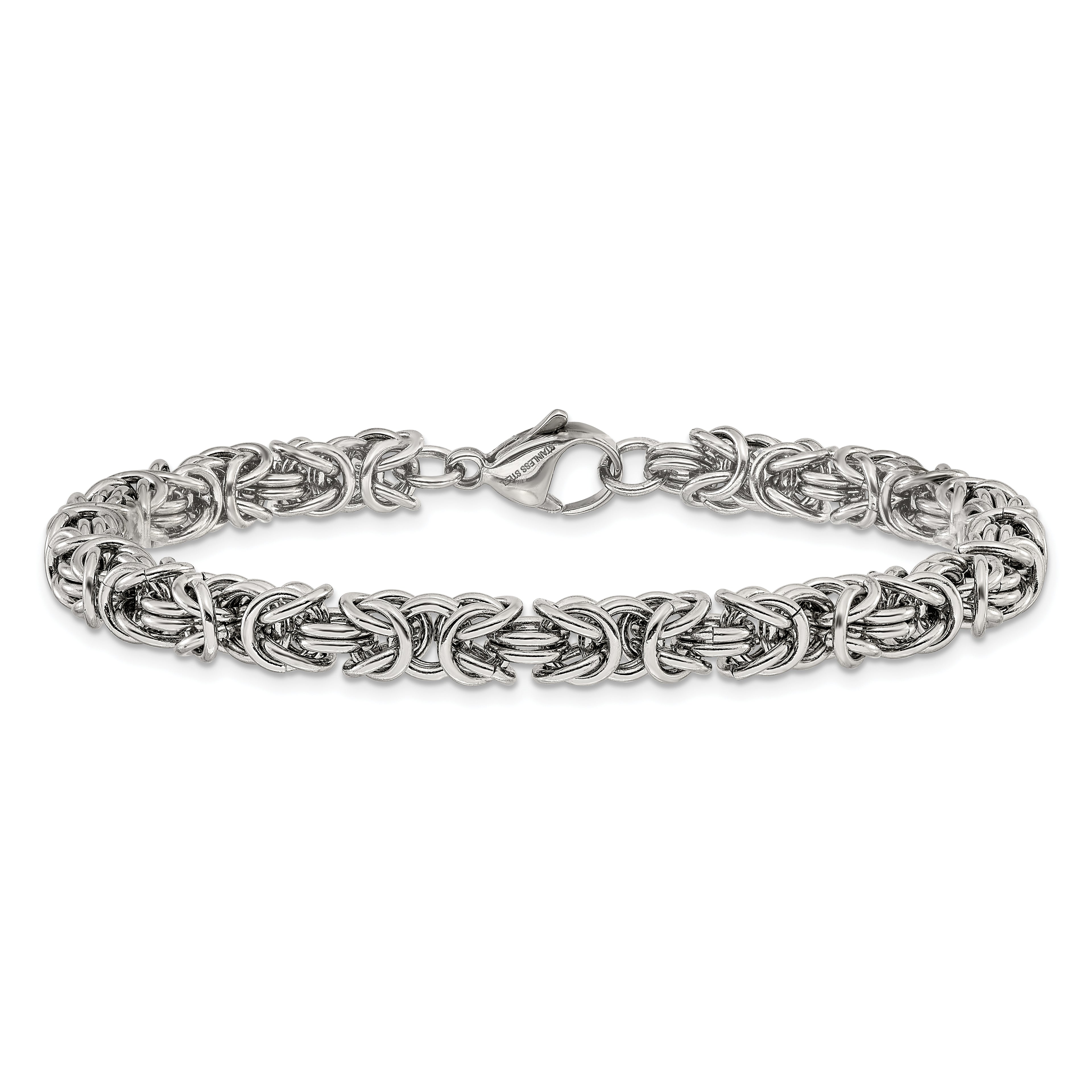 Men's Polished Byzantine Stainless Steel Link Bracelet 6mm