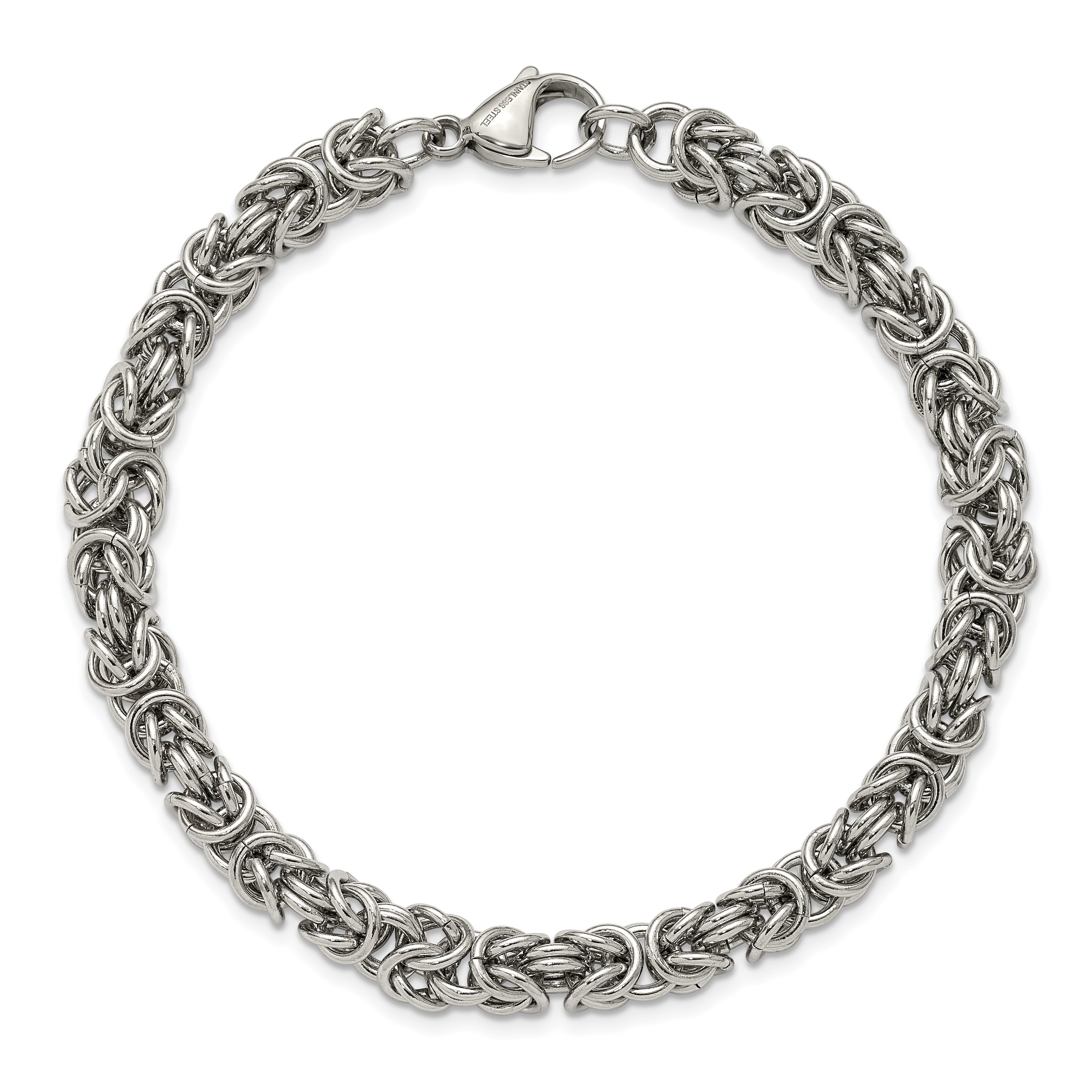 Men's Polished Byzantine Stainless Steel Link Bracelet 6mm