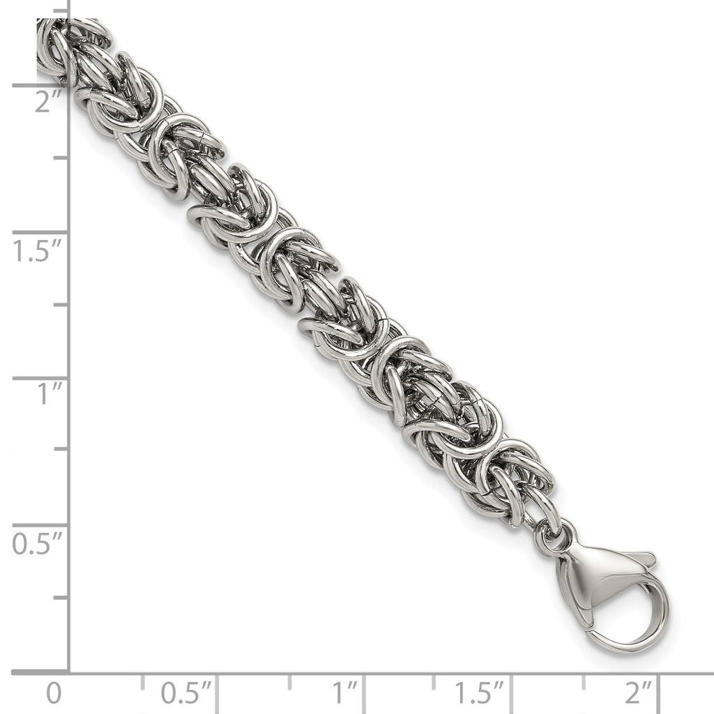Men's Polished Byzantine Stainless Steel Link Bracelet 6mm