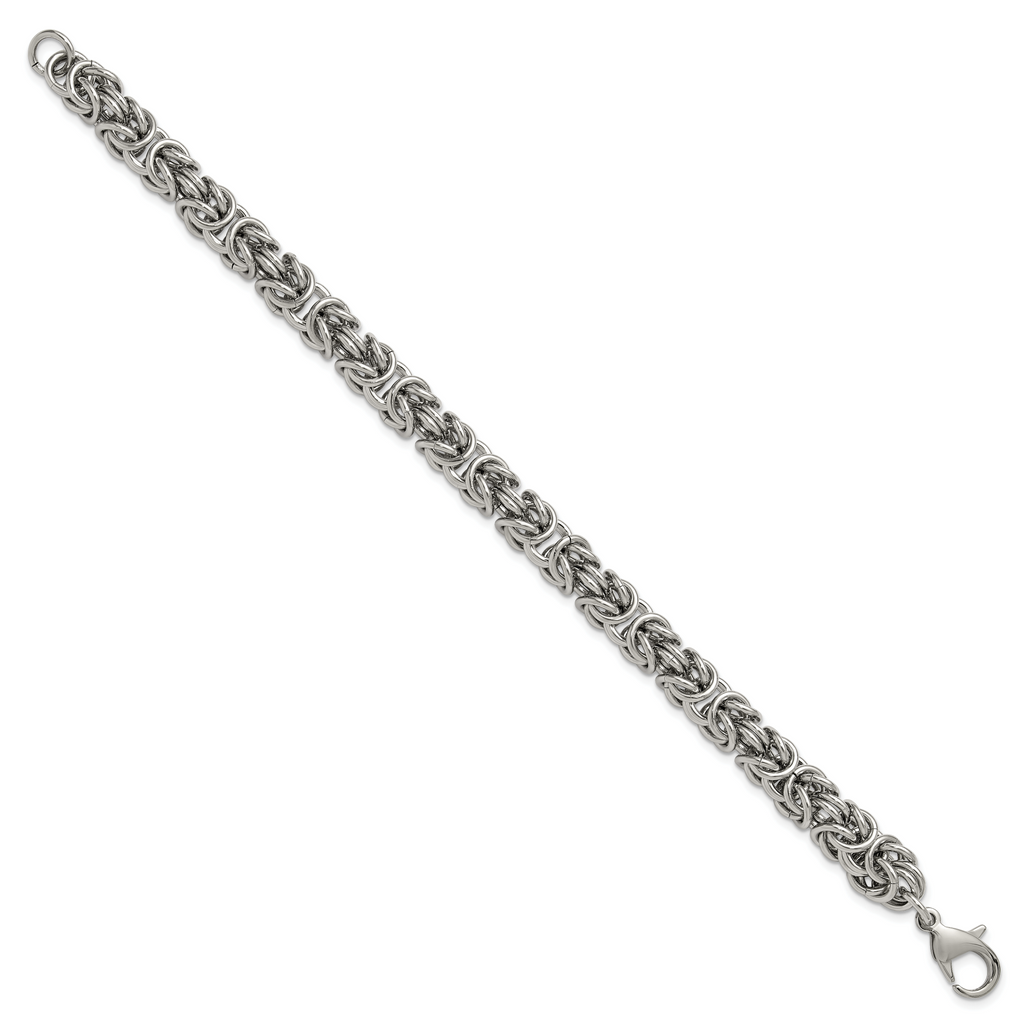 Men's Polished Byzantine Stainless Steel Chain Bracelet 8mm