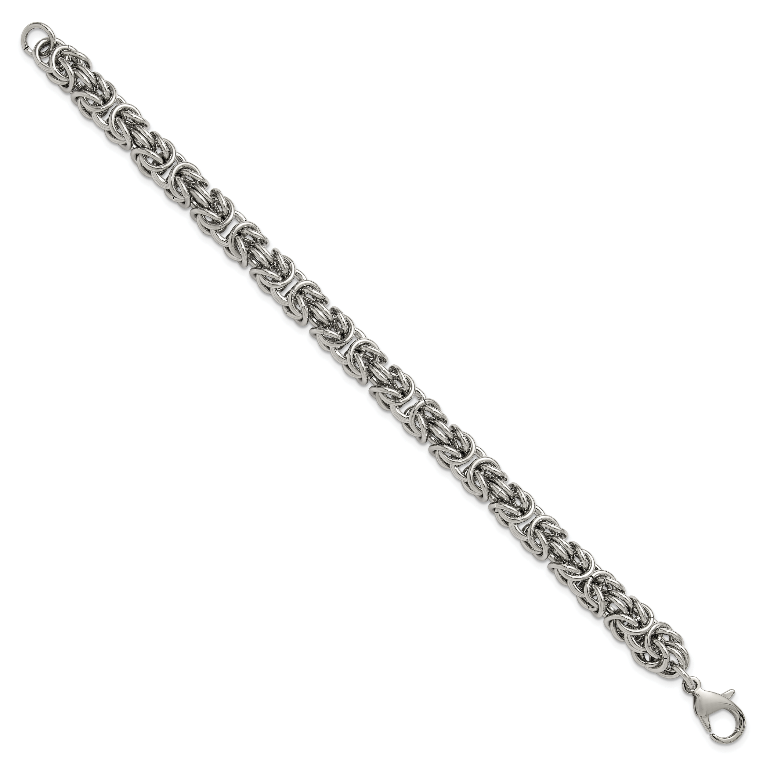 Men's Polished Byzantine Stainless Steel Chain Bracelet 8mm