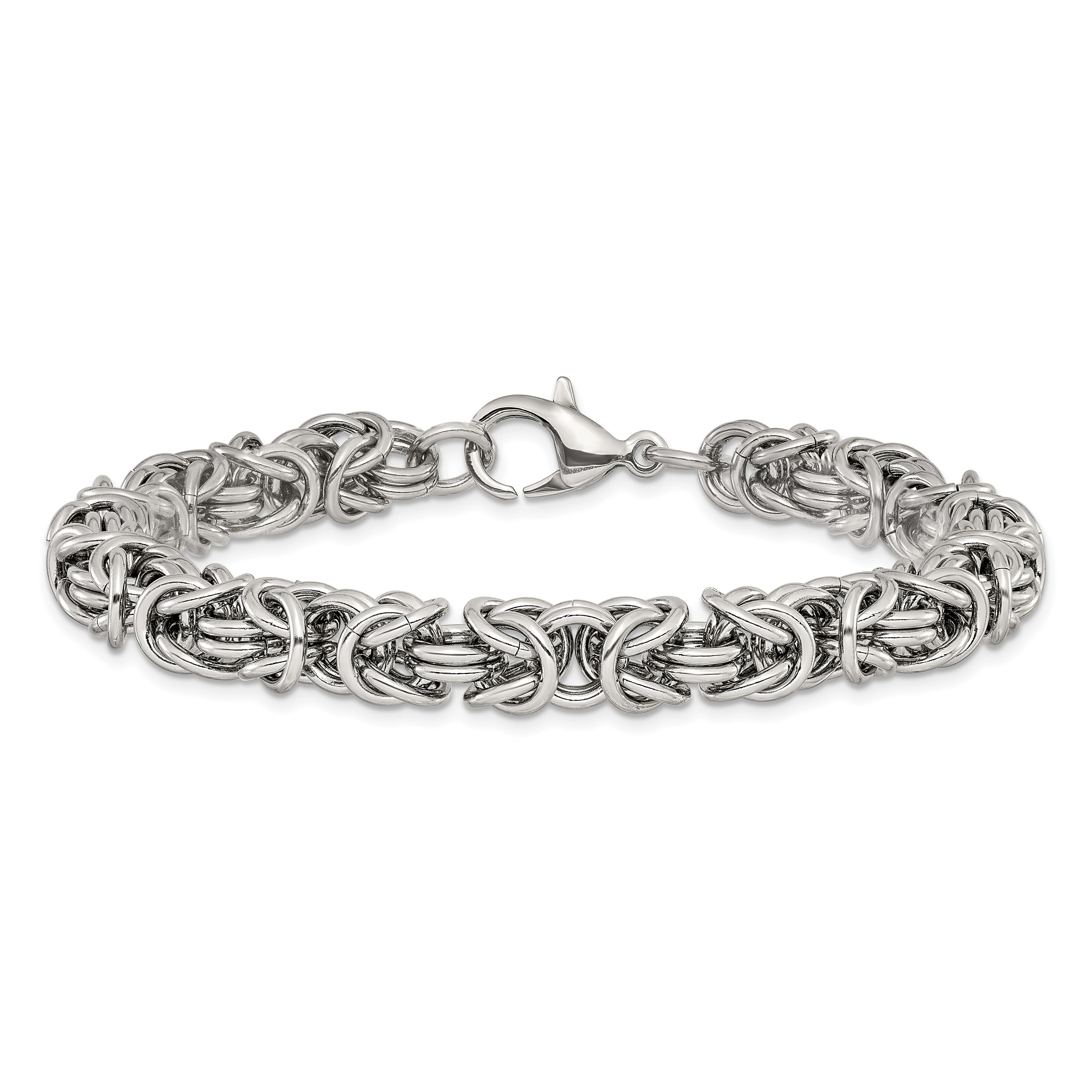 Men's Polished Byzantine Stainless Steel Chain Bracelet 8mm