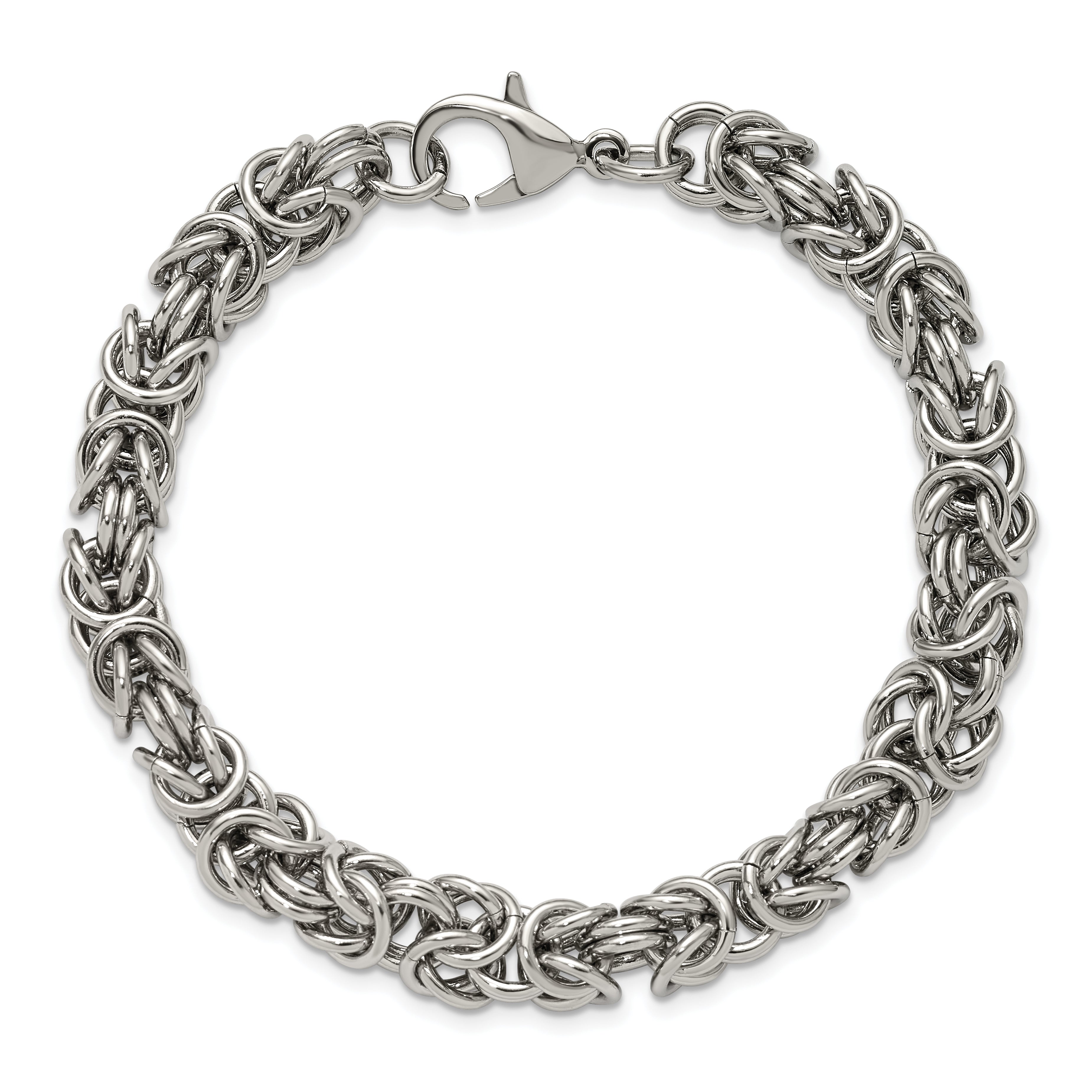 Men's Polished Byzantine Stainless Steel Chain Bracelet 8mm